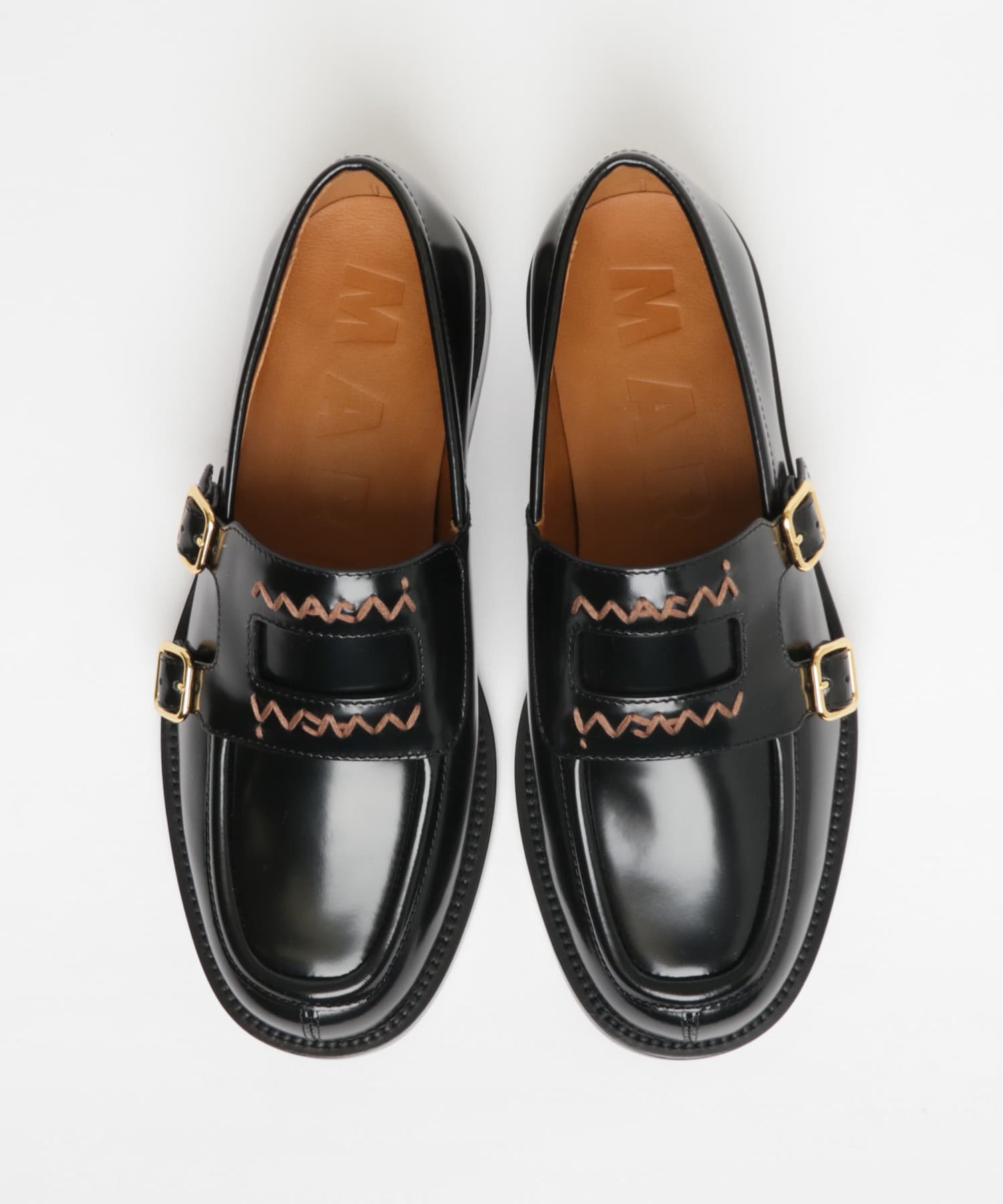 MARNI ブラック レザー ローファー 厚底 スカラップ 36 大特価 MARNI ブラック レザー ローファー 厚底 スカラップ 36 大特価