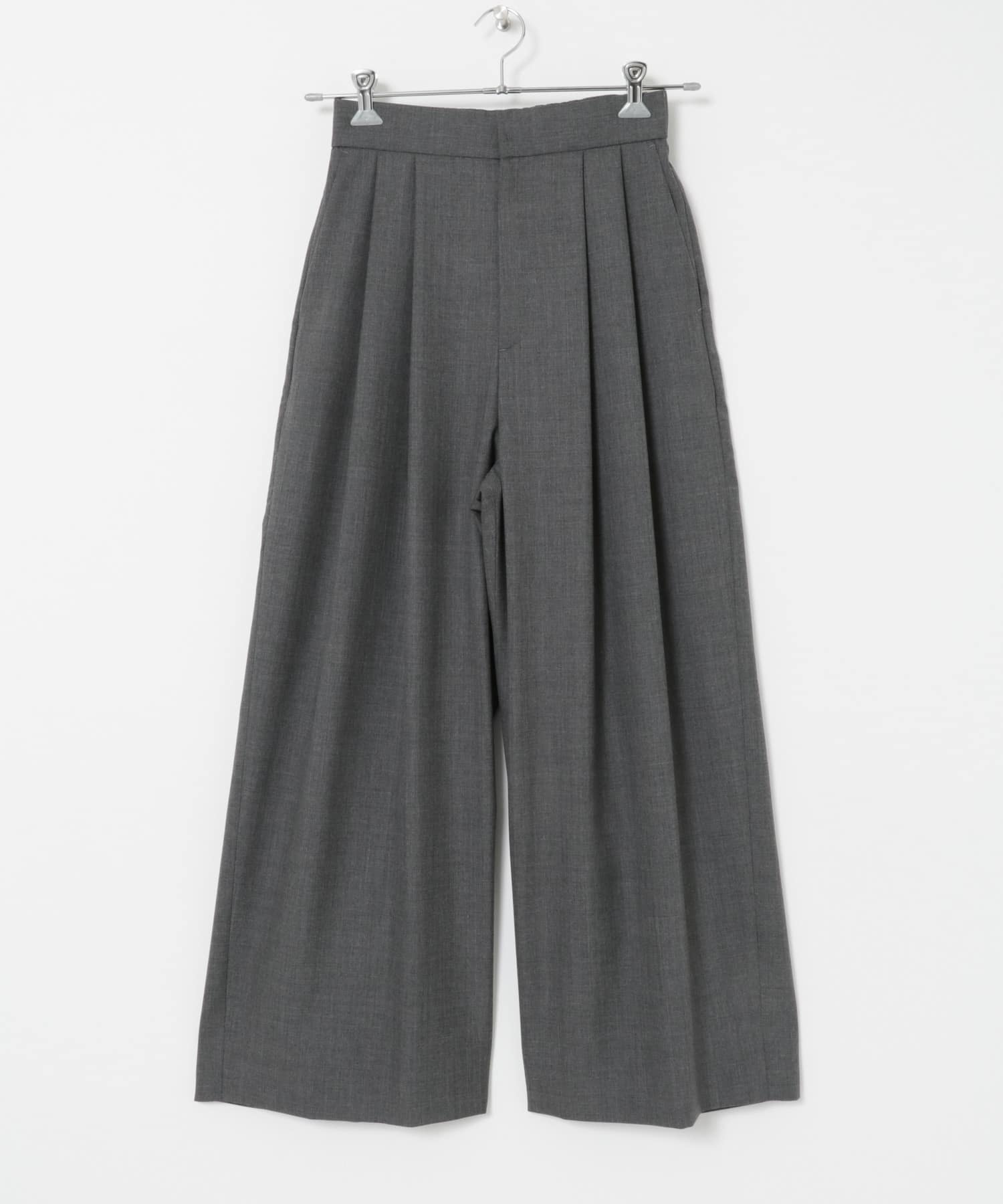 ATON　WOOL TROPICAL WIDE PANTS TOP GRAY 1