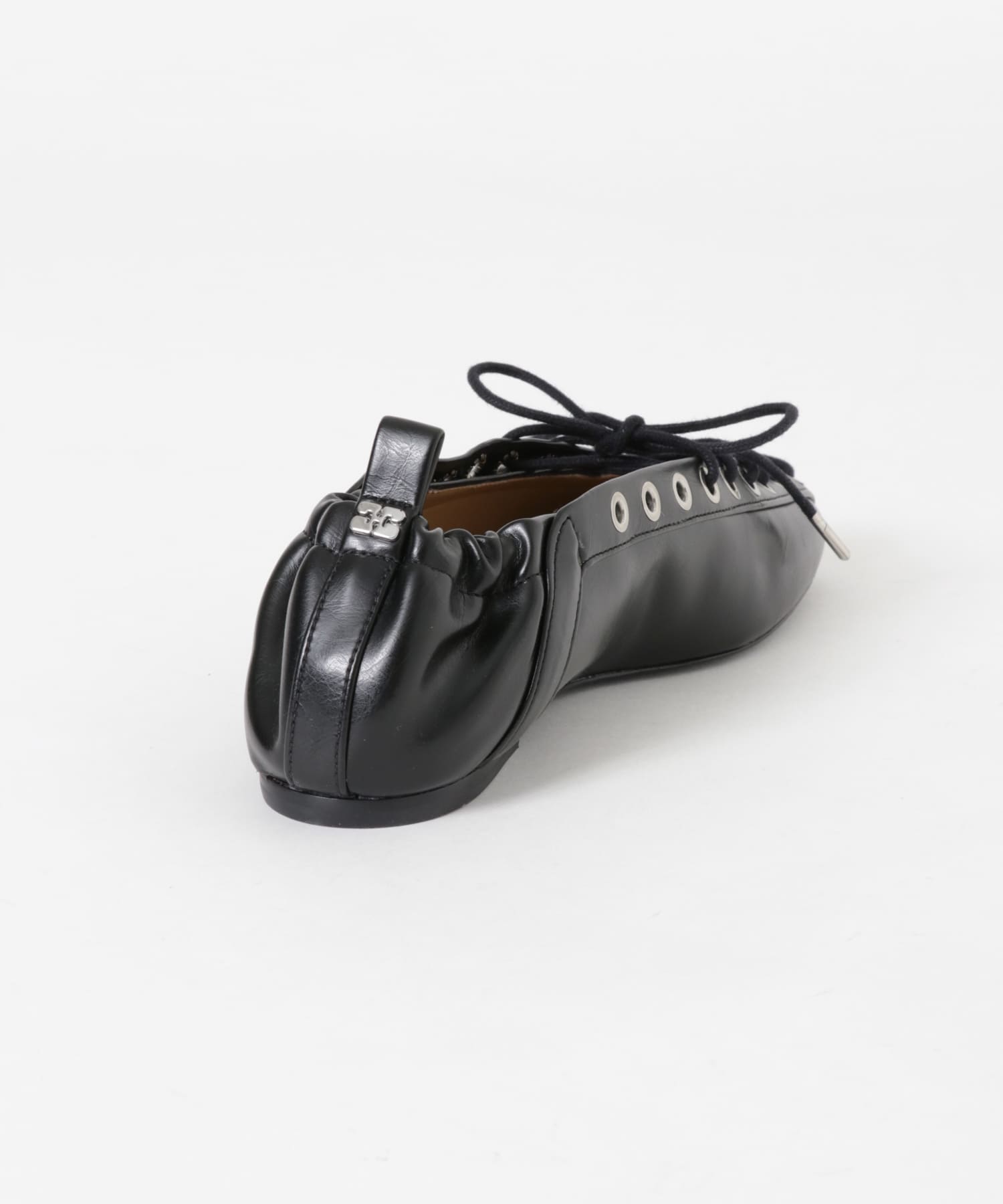 GANNI　Eyelets Lace Up Ballerina Black 36