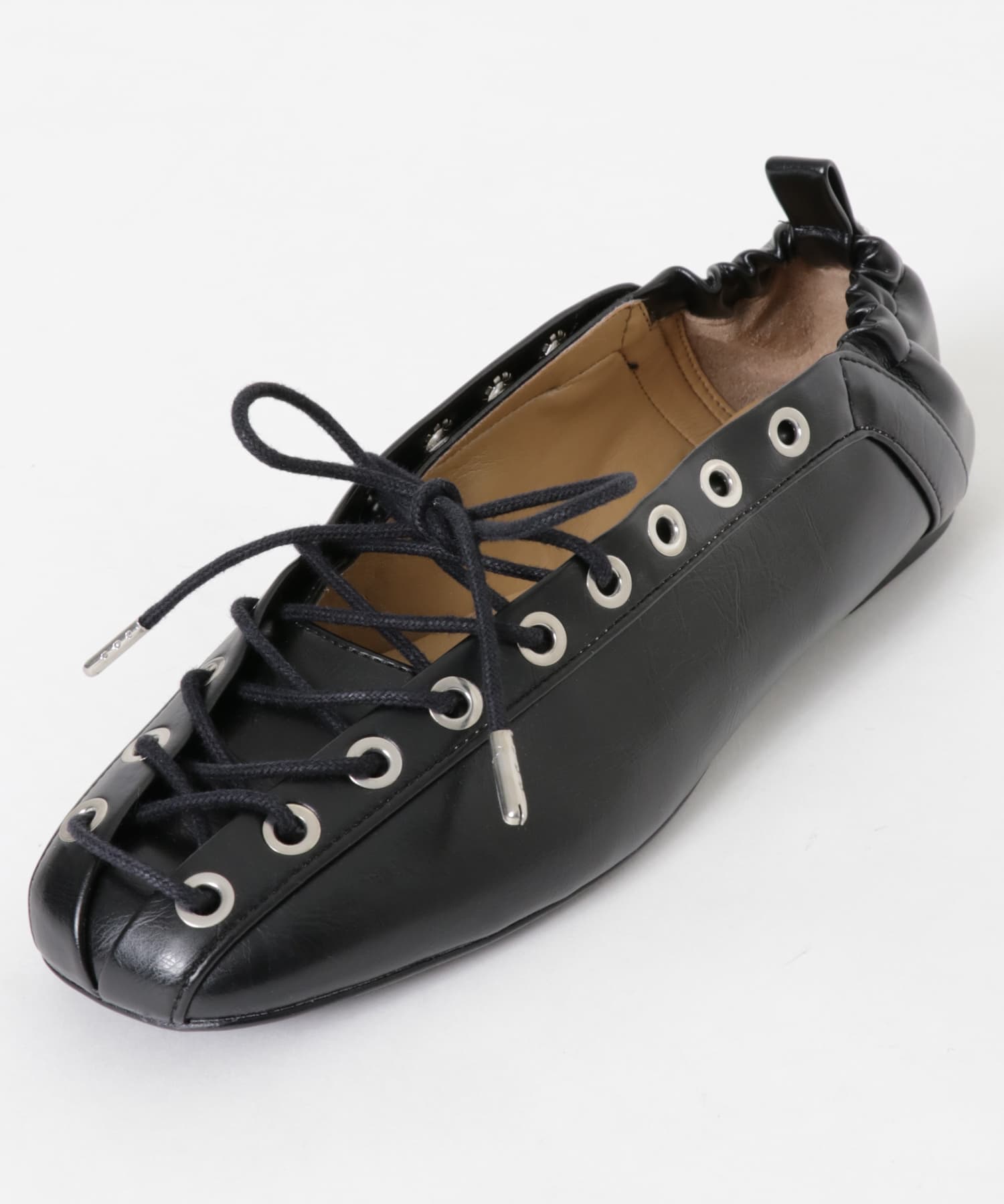 GANNI　Eyelets Lace Up Ballerina Black 36