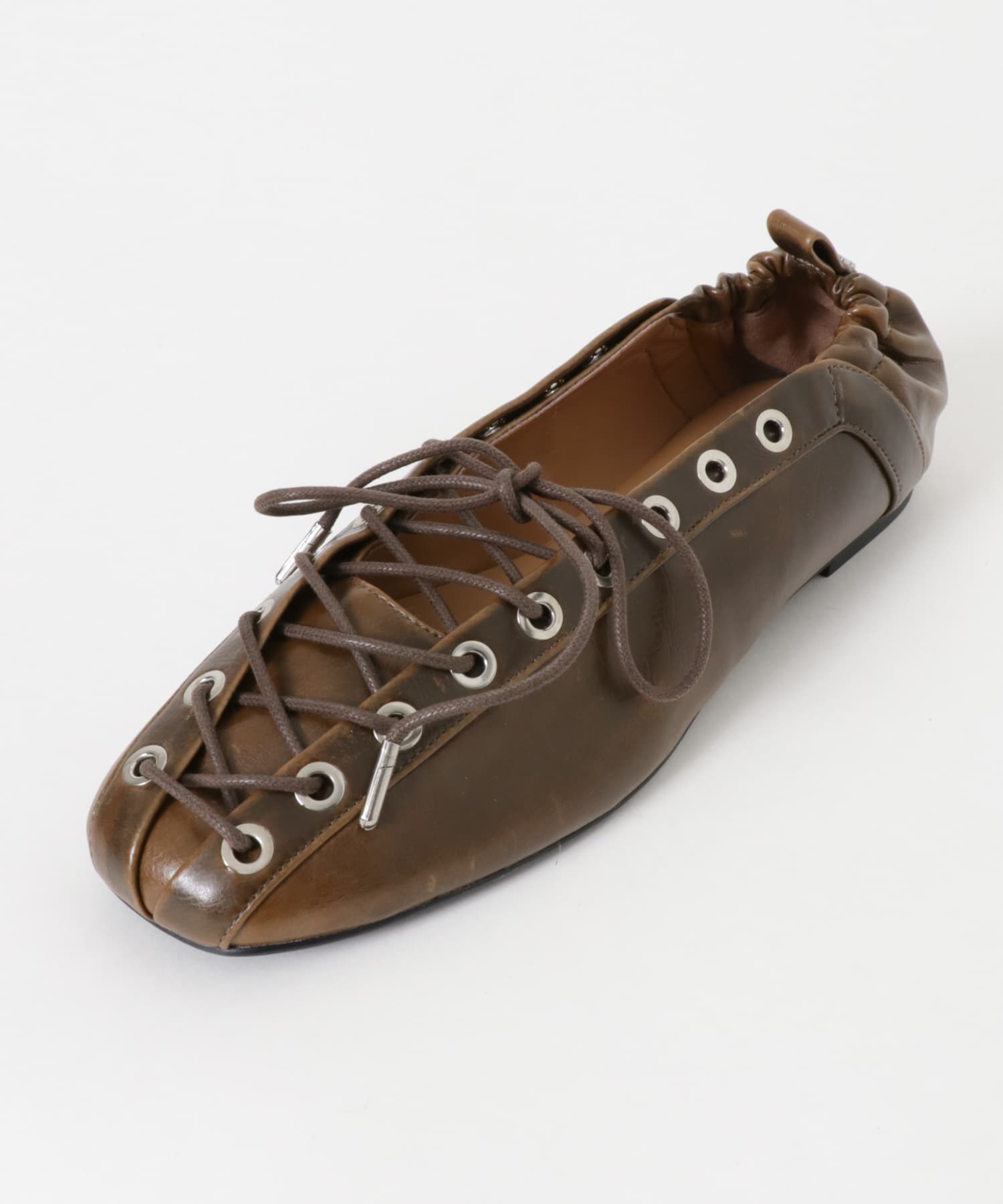 GANNI　Eyelets Lace Up Ballerina DarkOlive 36