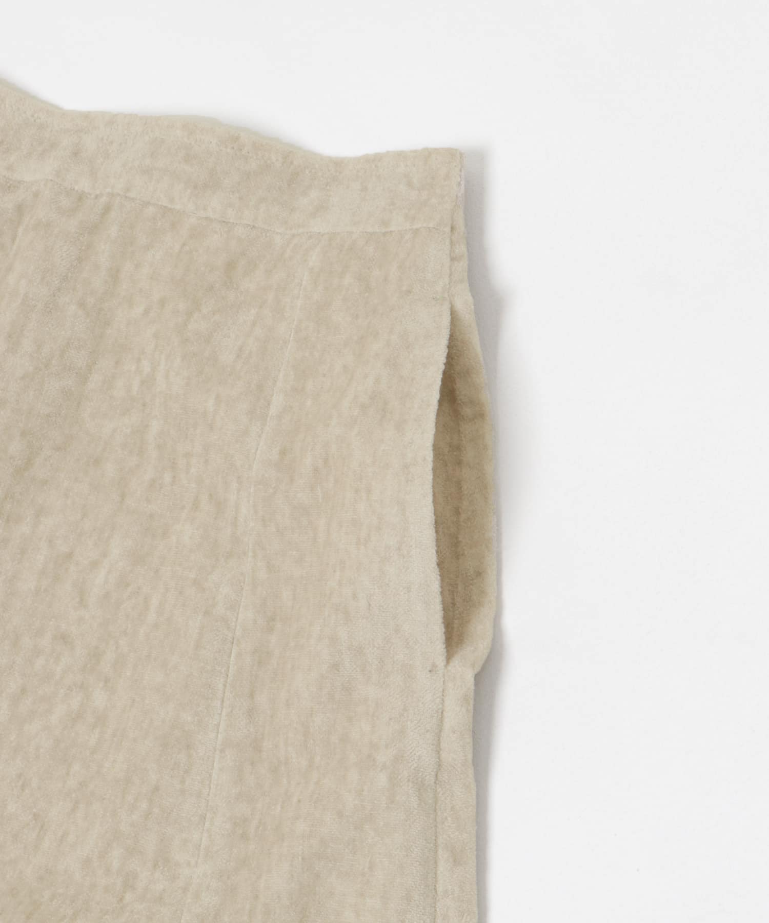 ATON　LINEN VELVET SIDE SLIT SKIRT RAW LINEN 1