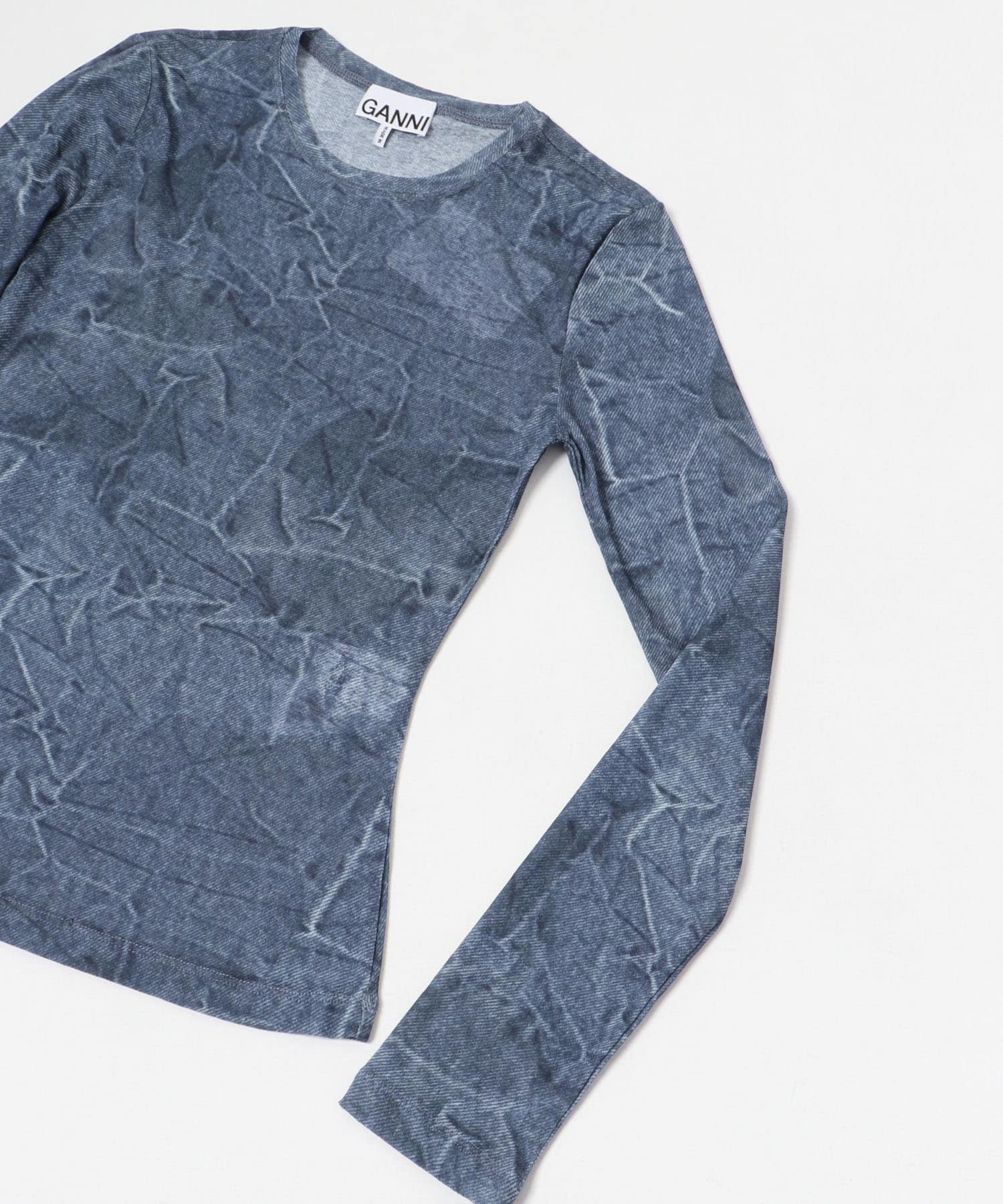 GANNI　Marl Mesh Long Sleeve Blouse Denim 36