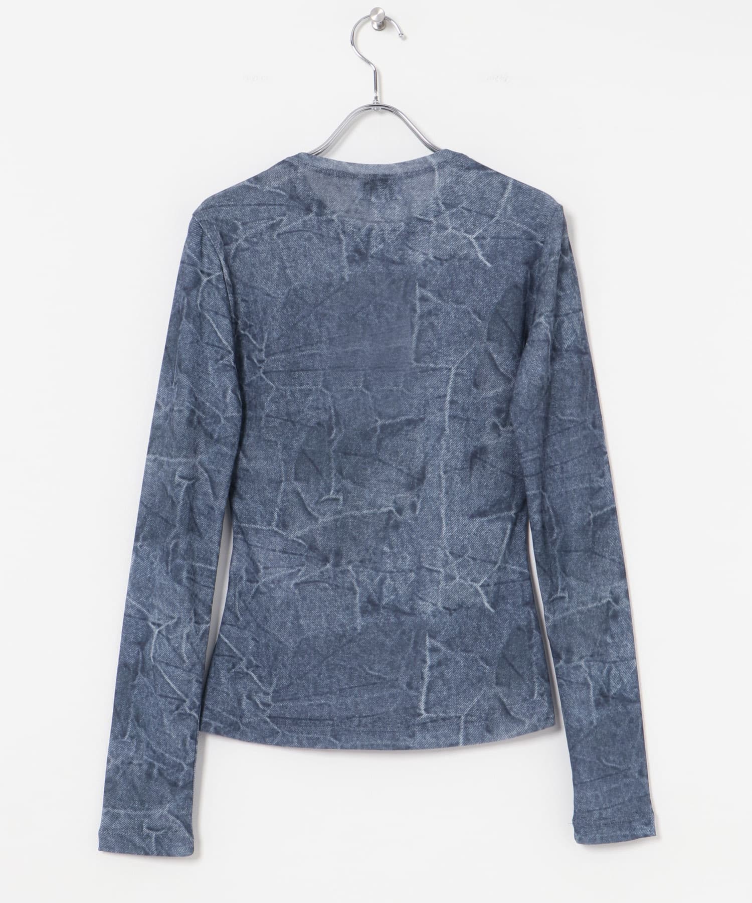 GANNI　Marl Mesh Long Sleeve Blouse Denim 36