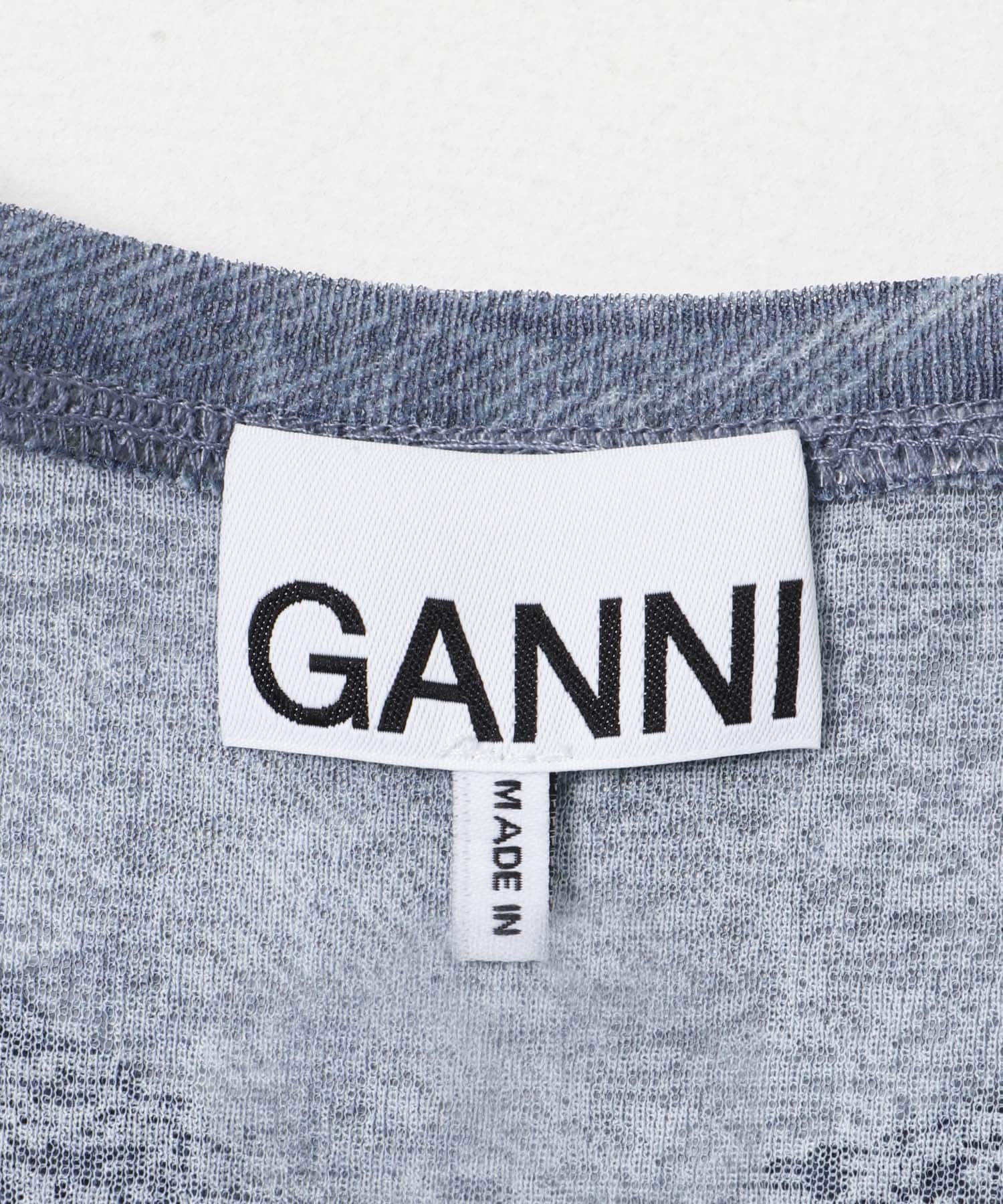 GANNI　Marl Mesh Long Sleeve Blouse Denim 36