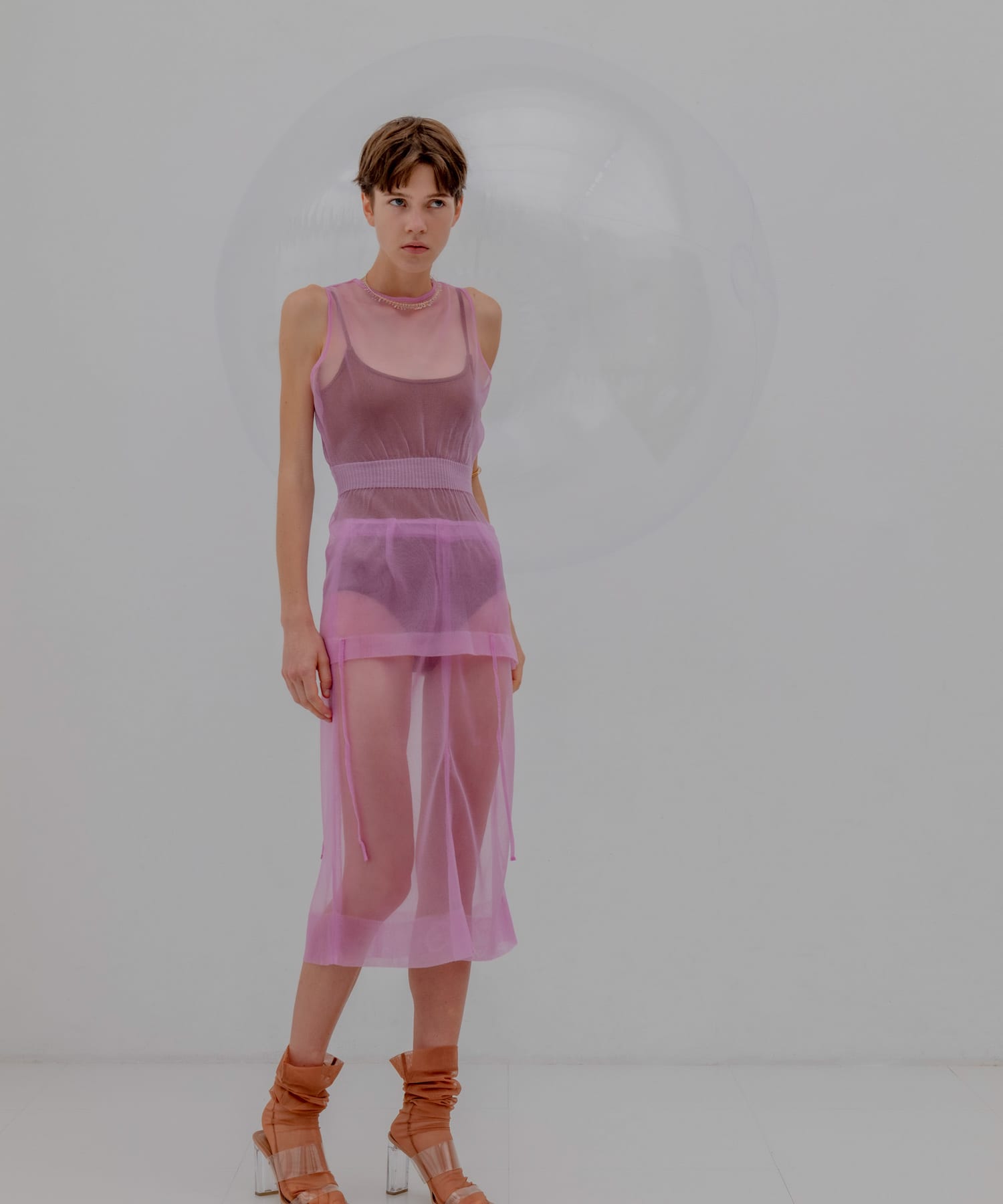 TAN　2WAY SHEER TOPS PINK FREE