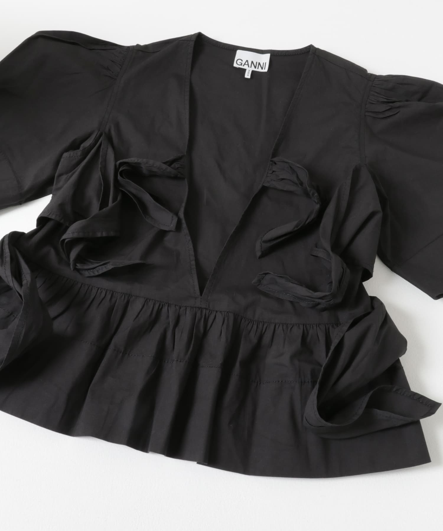 GANNI　Tie Strap BLOUSE Black 36