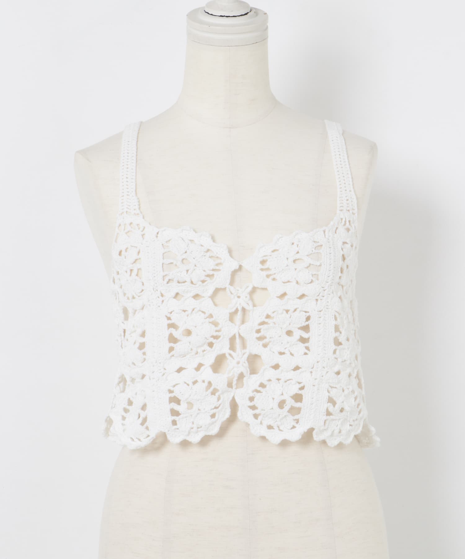 CURRENTAGE　CROCHET KNIT CAMISOLE ホワイト 9