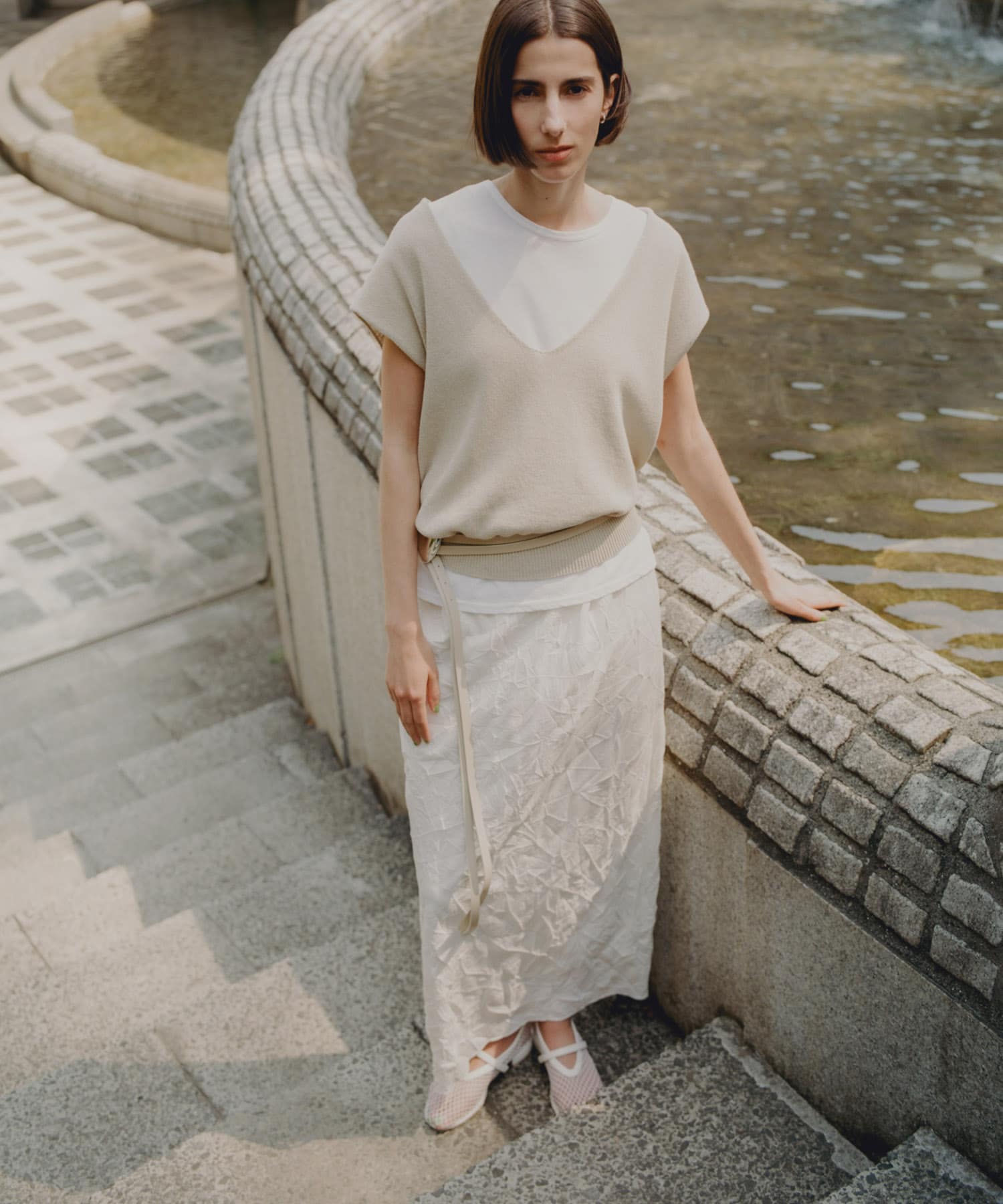 『別注』GGG×URBAN RESEARCH　ワッシャースカート WHITE FREE