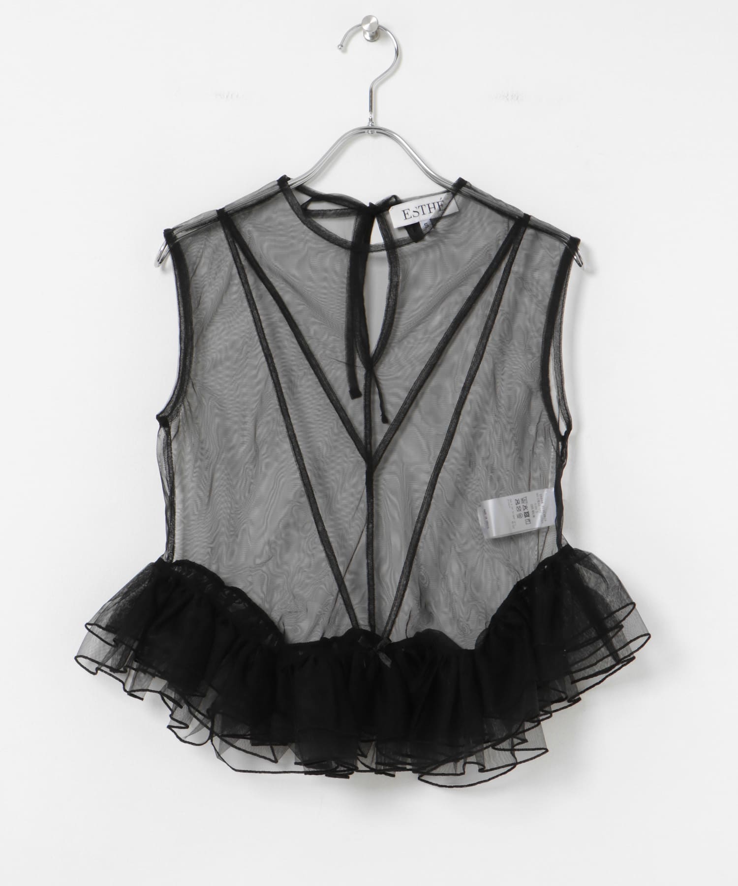 ESTHE　Tulle Peplum Ruffle Top Black S