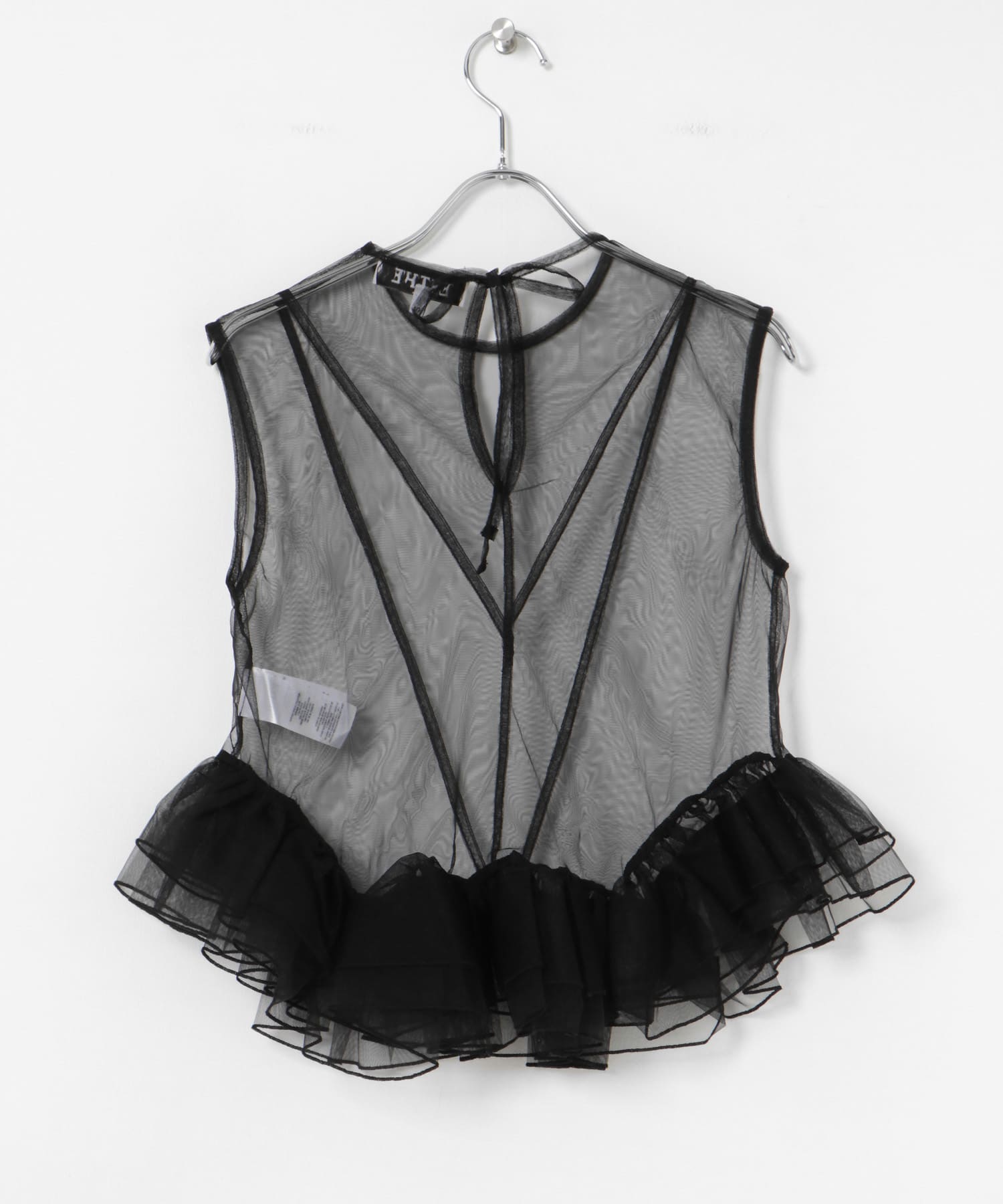 ESTHE　Tulle Peplum Ruffle Top Black S