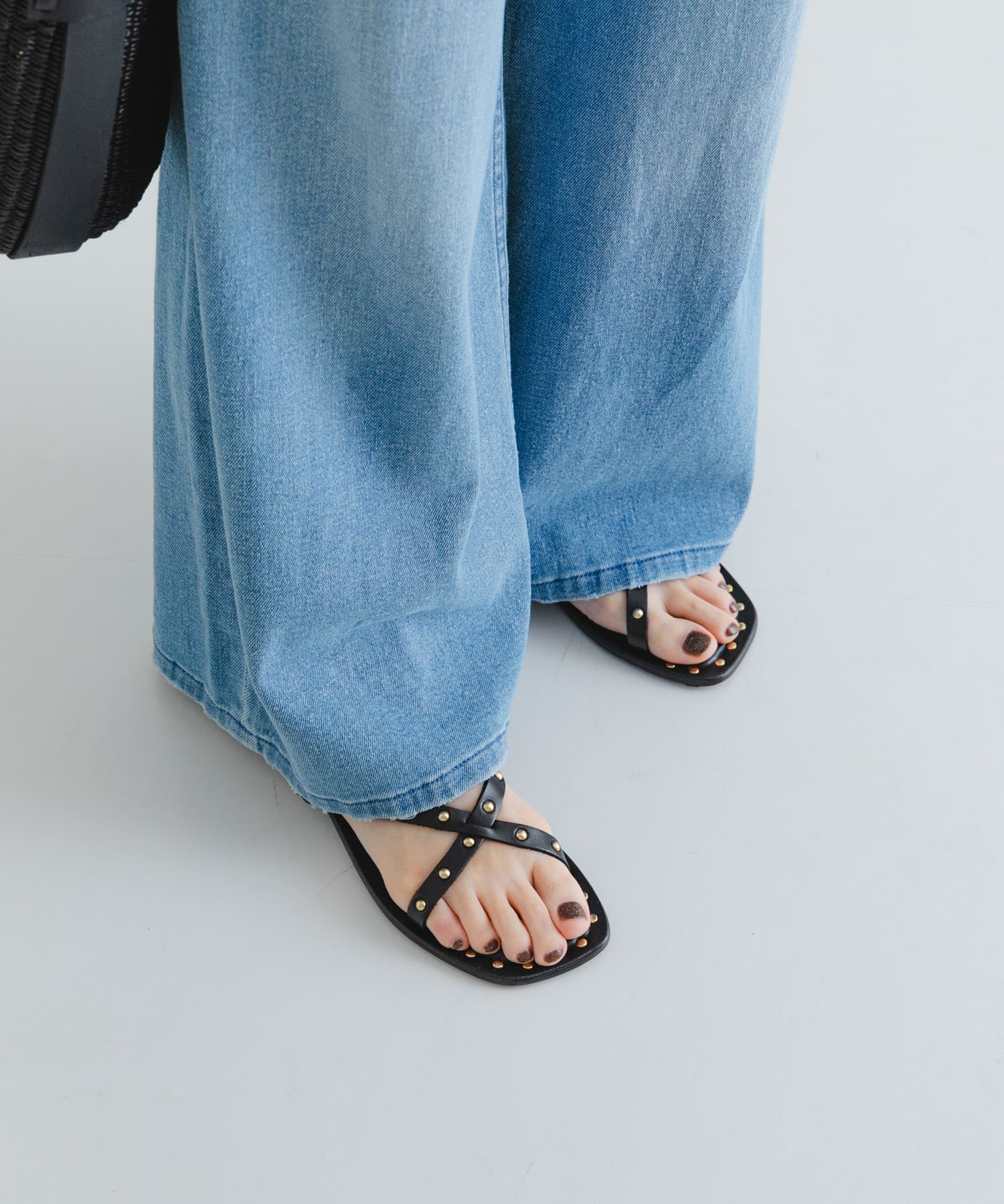 CORSO ROMA, 9　STUDS SANDAL BLACK 36