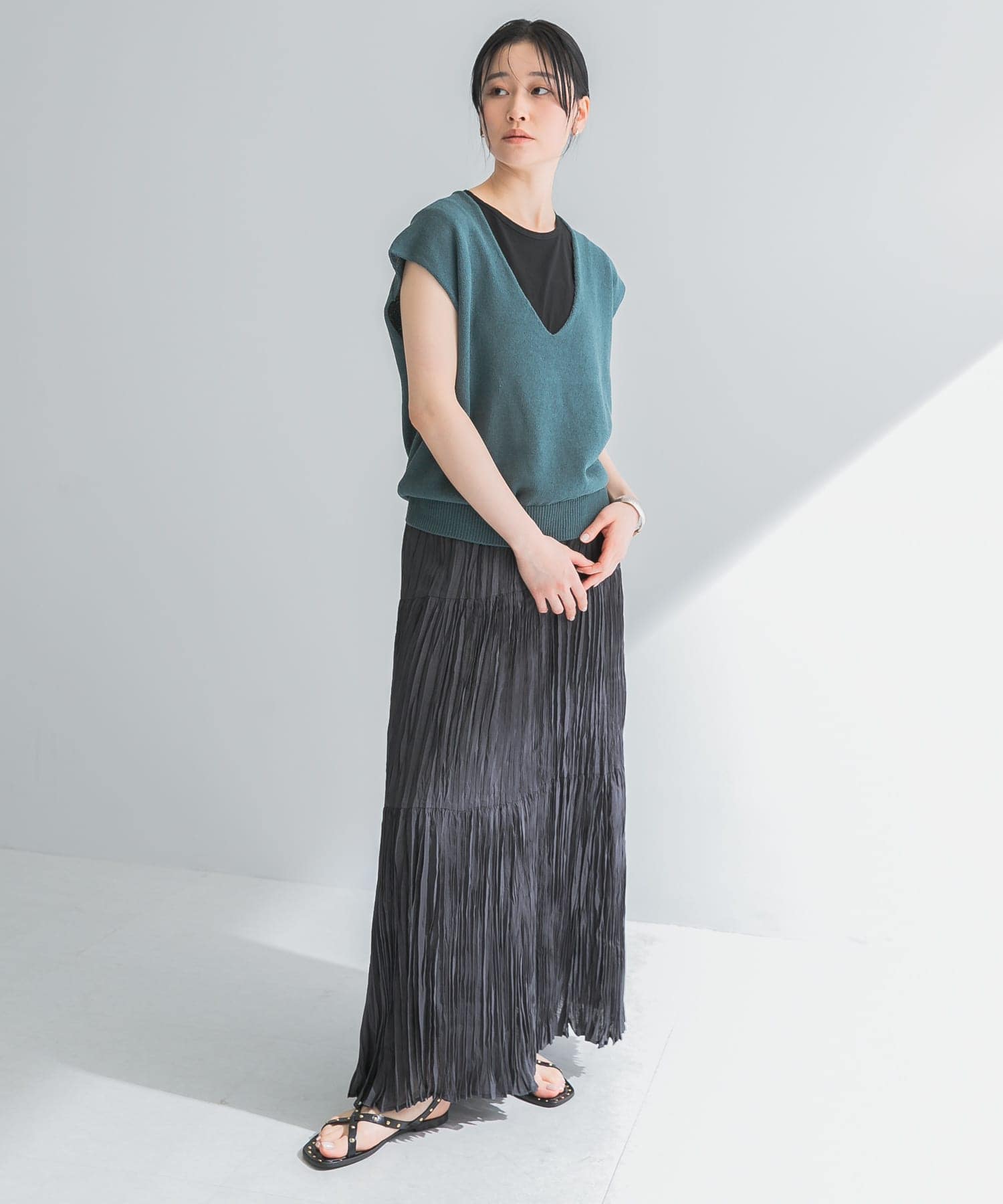 CORSO ROMA, 9　STUDS SANDAL BLACK 36