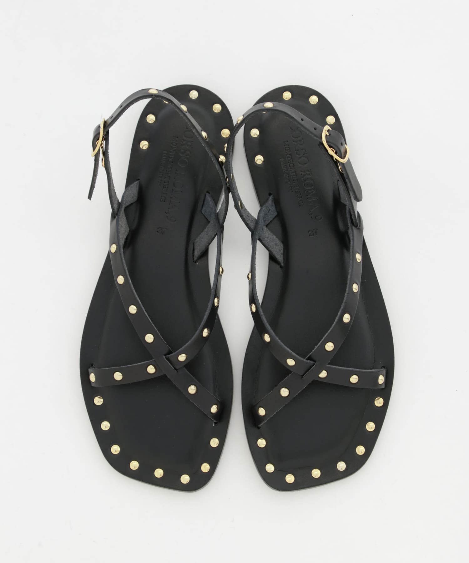 CORSO ROMA, 9　STUDS SANDAL BLACK 36