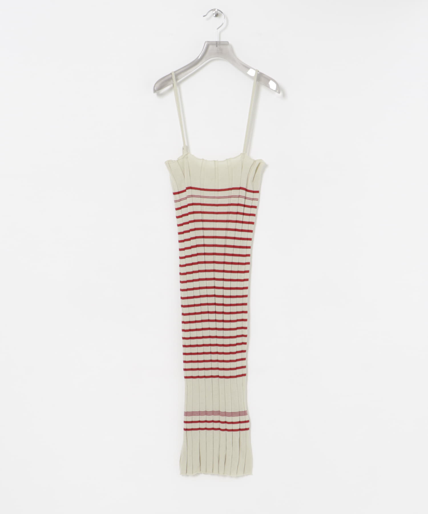 Loro　Border Rib Pencil Dress SandBe Red FREE