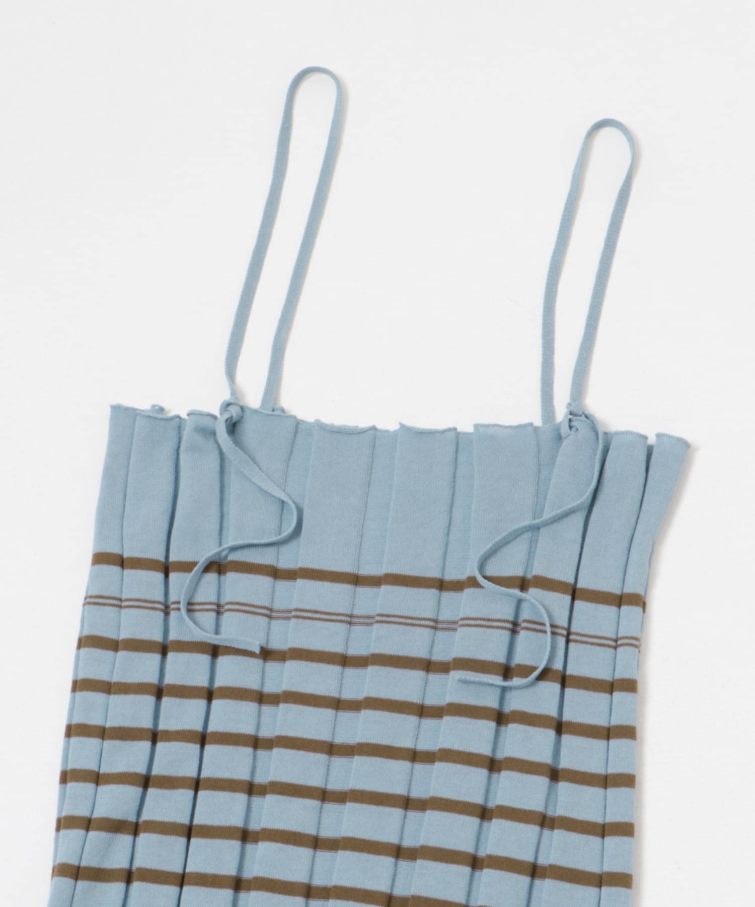 Loro　Border Rib Pencil Dress Sax Brown FREE