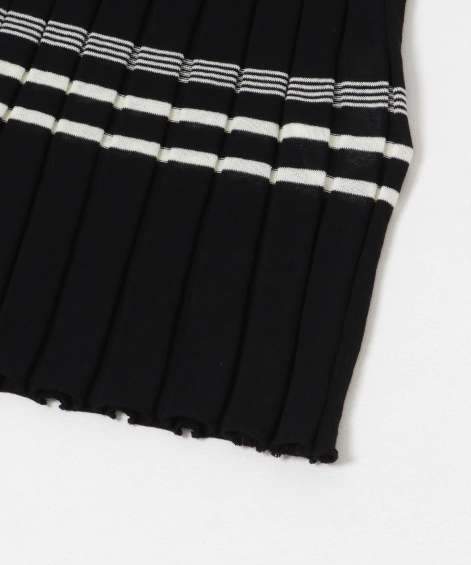 Loro　Border Rib Pencil Dress Blk Wht FREE