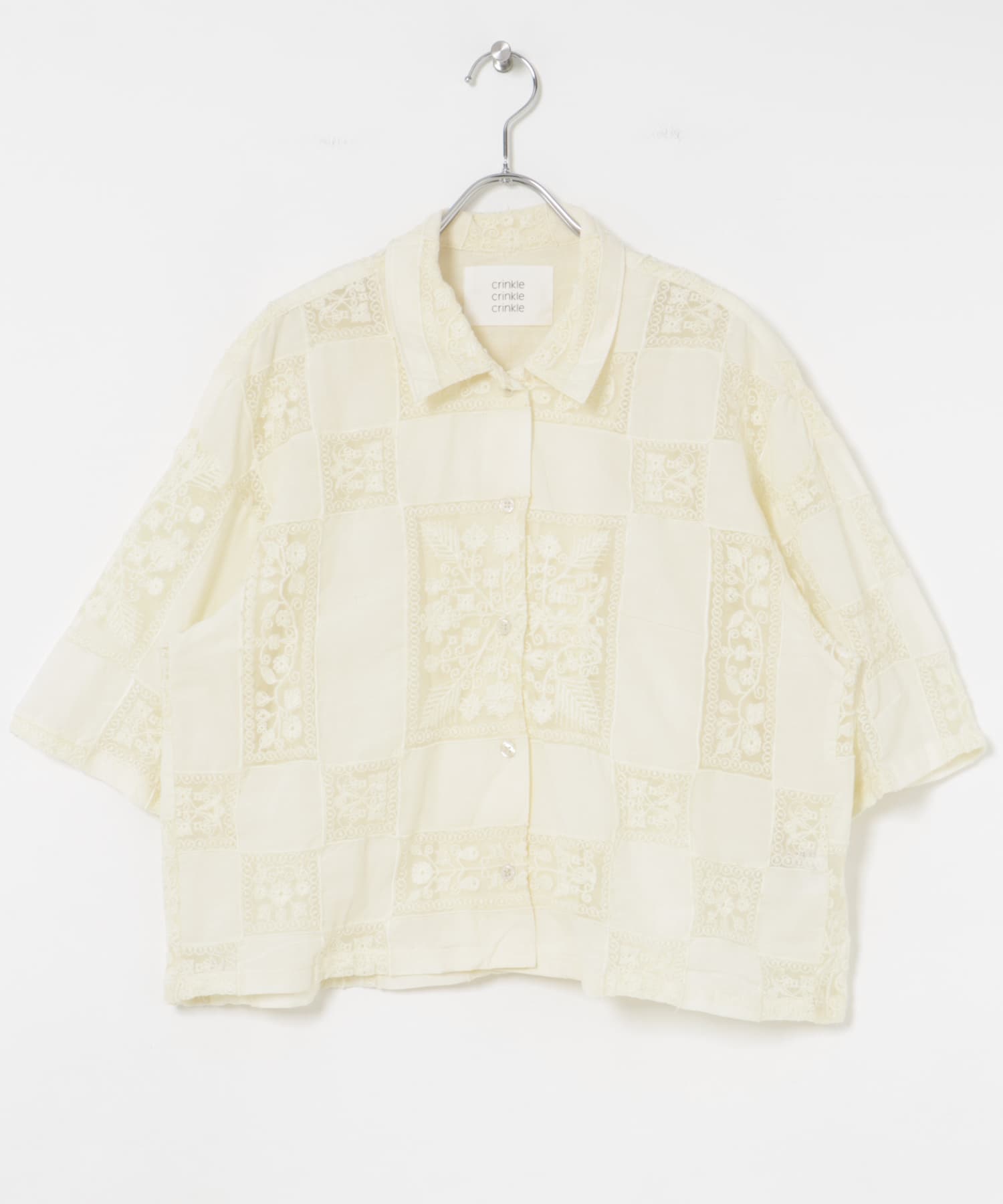 『別注』crinkle crinkle crinkle×UR　patchwork shirts OFF WHITE FREE