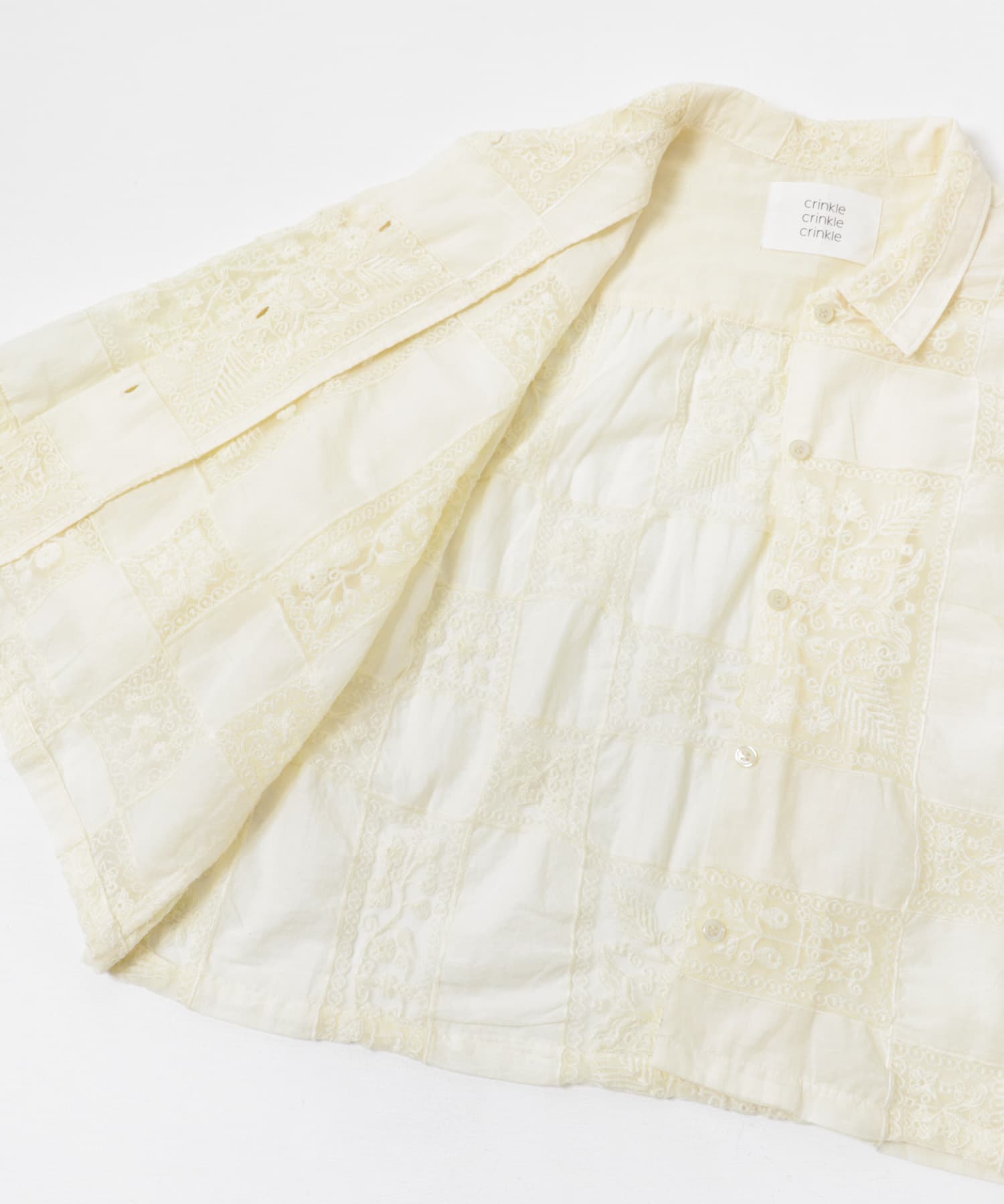 『別注』crinkle crinkle crinkle×UR　patchwork shirts OFF WHITE FREE