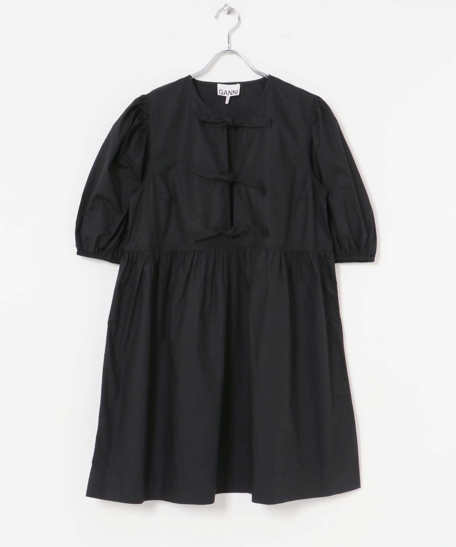 GANNI Cotton Poplin Mini Dress(36 Black): ワンピース｜URBAN