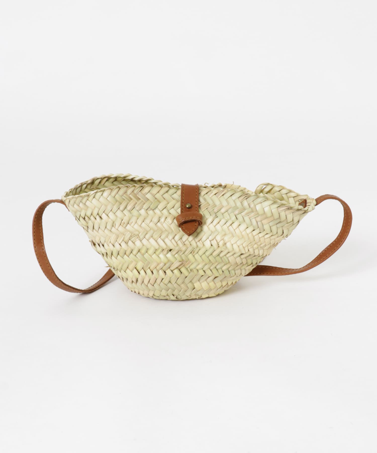 KECH Le ESSENTIELS　RAFFIA LEATHER FLAP MINI BROWN one