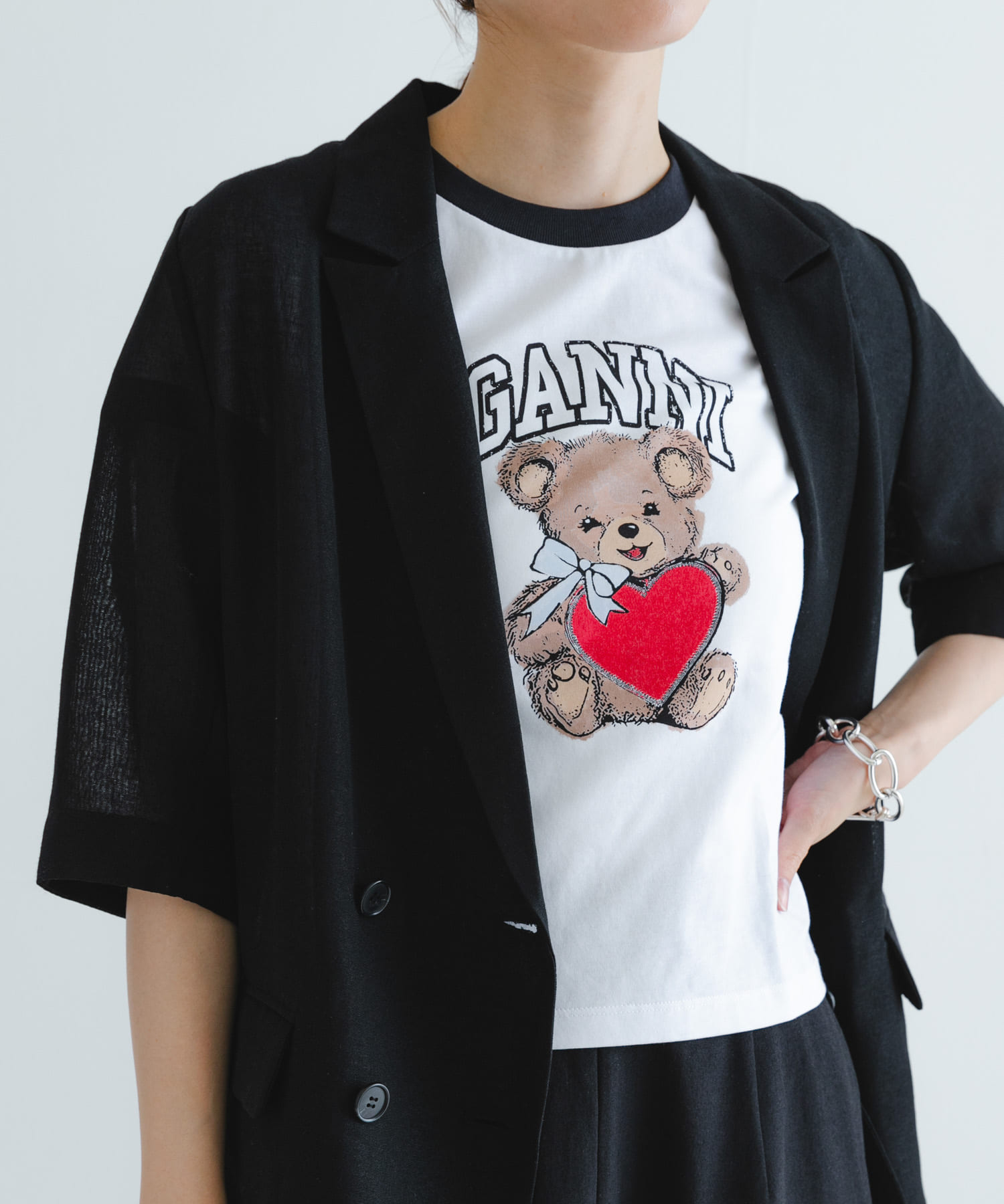 GANNI　Basic Jersey Bear Small T-shirts