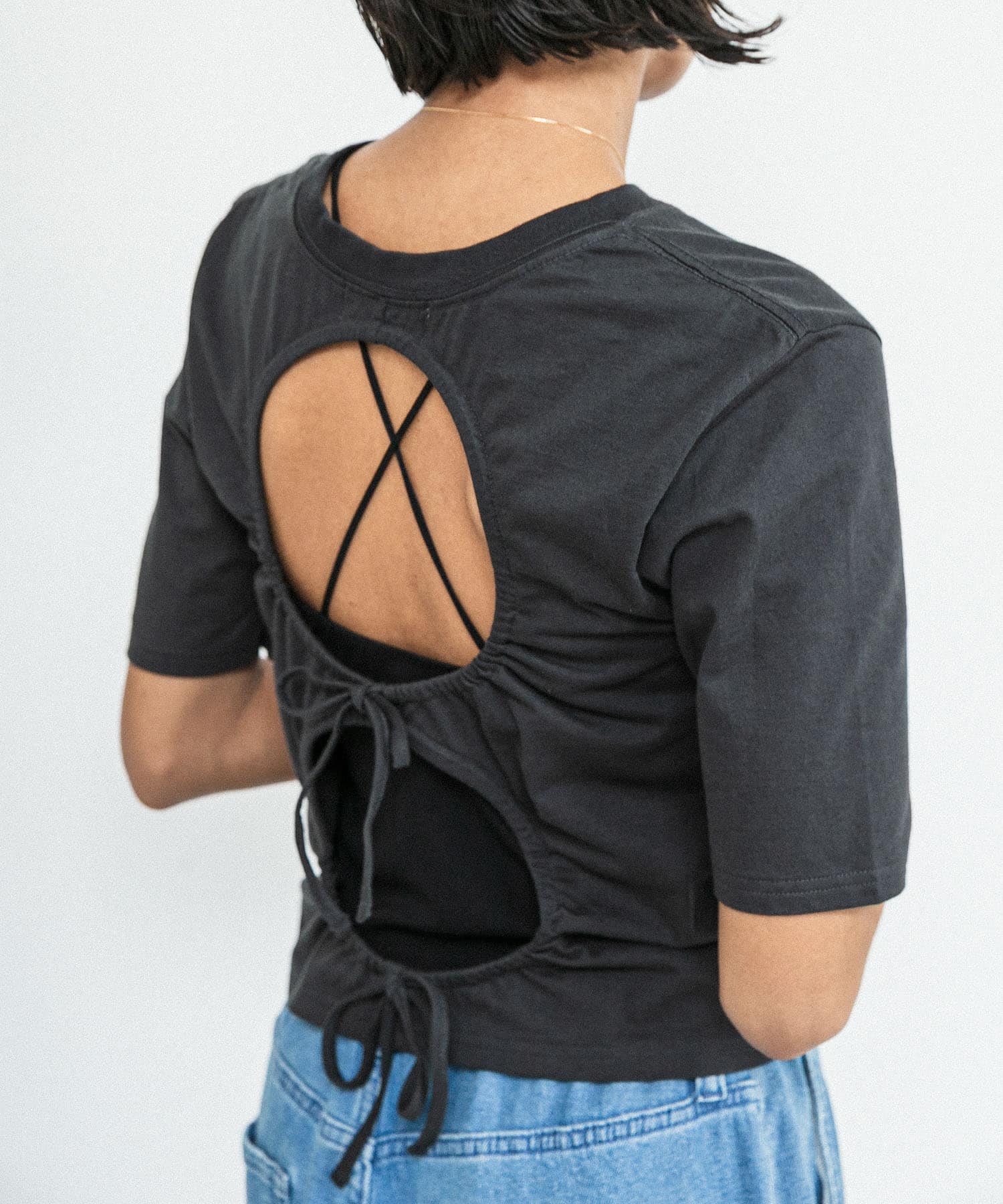 『別注』Loro×URBAN RESEARCH　Eight Open back T-shirts Charcoal FREE