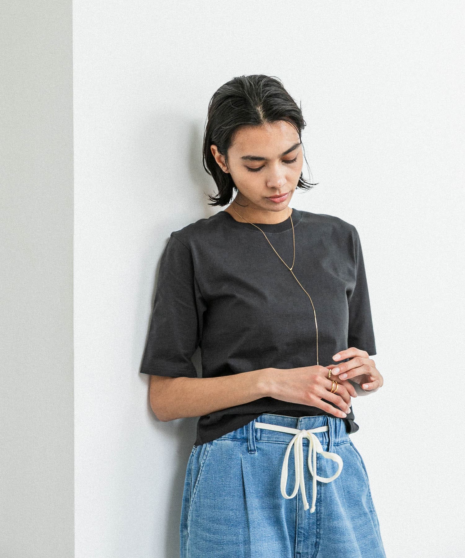 『別注』Loro×URBAN RESEARCH　Eight Open back T-shirts Charcoal FREE