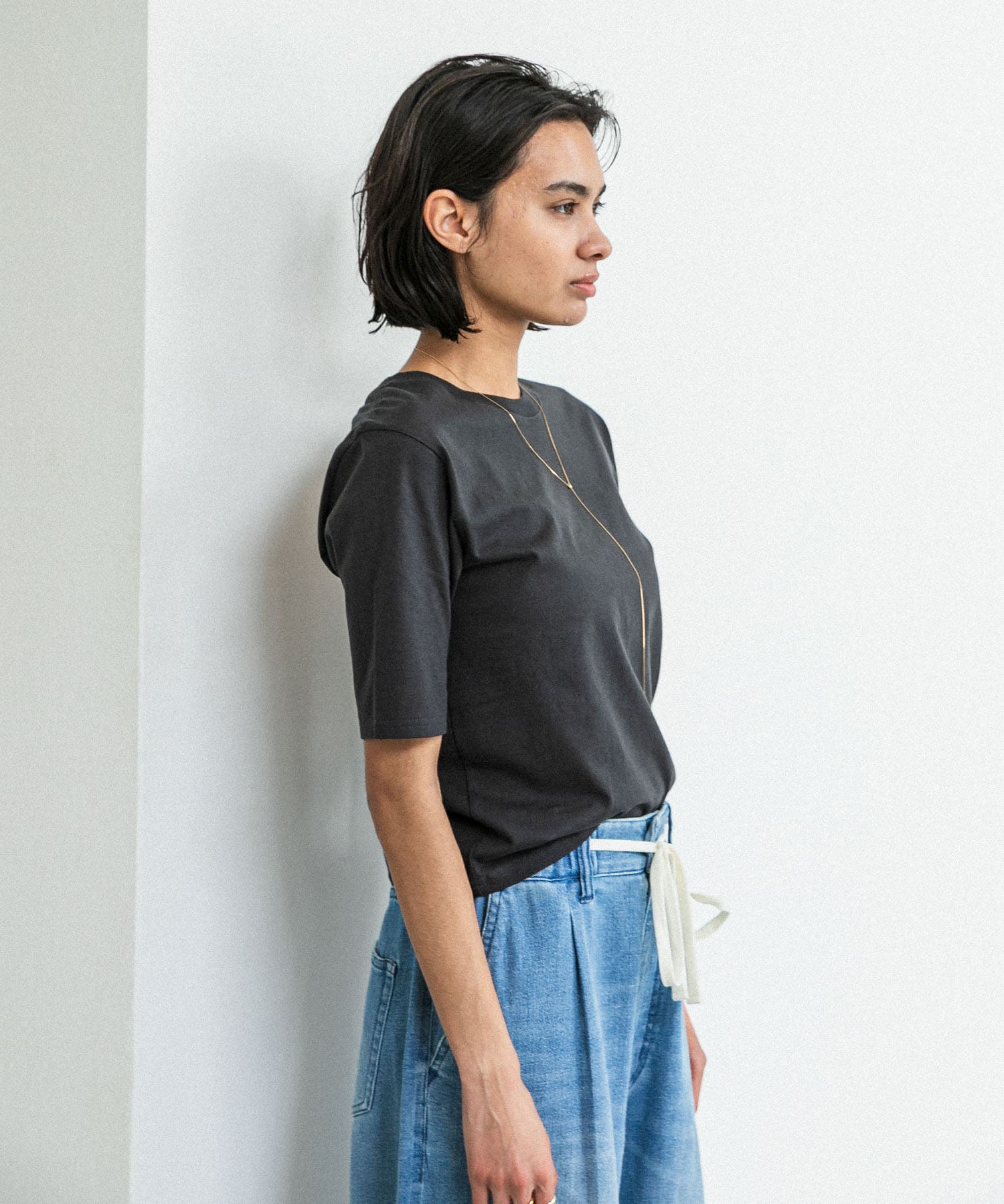 『別注』Loro×URBAN RESEARCH　Eight Open back T-shirts Charcoal FREE