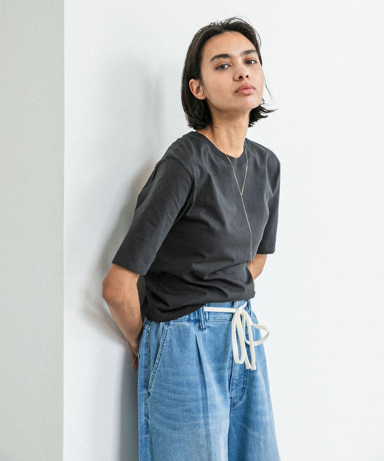 『別注』Loro×URBAN RESEARCH　Eight Open back T-shirts Charcoal FREE