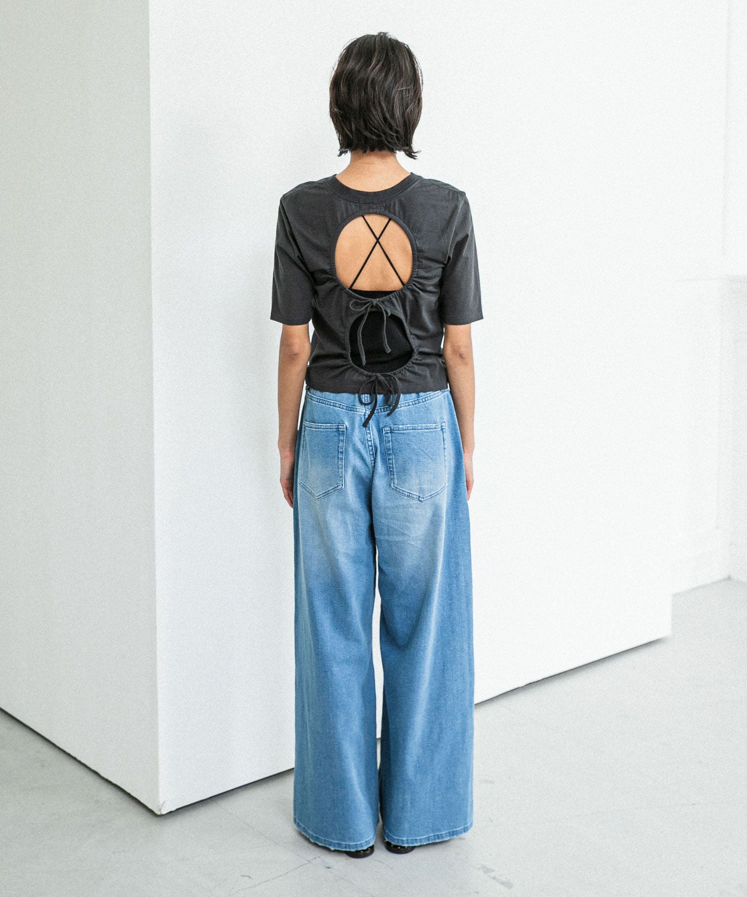 『別注』Loro×URBAN RESEARCH　Eight Open back T-shirts Charcoal FREE