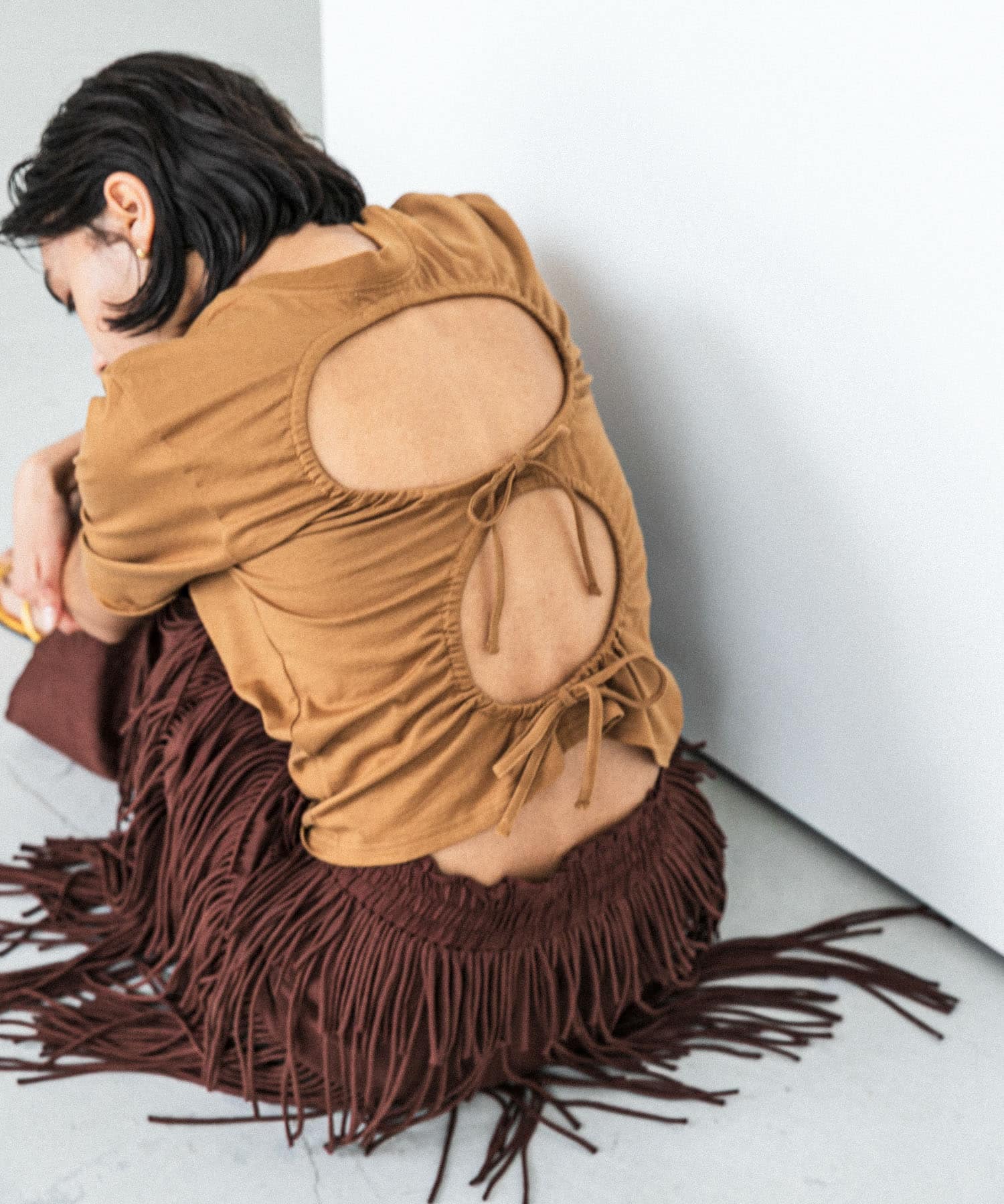 『別注』Loro×URBAN RESEARCH　Eight Open back T-shirts Amber FREE