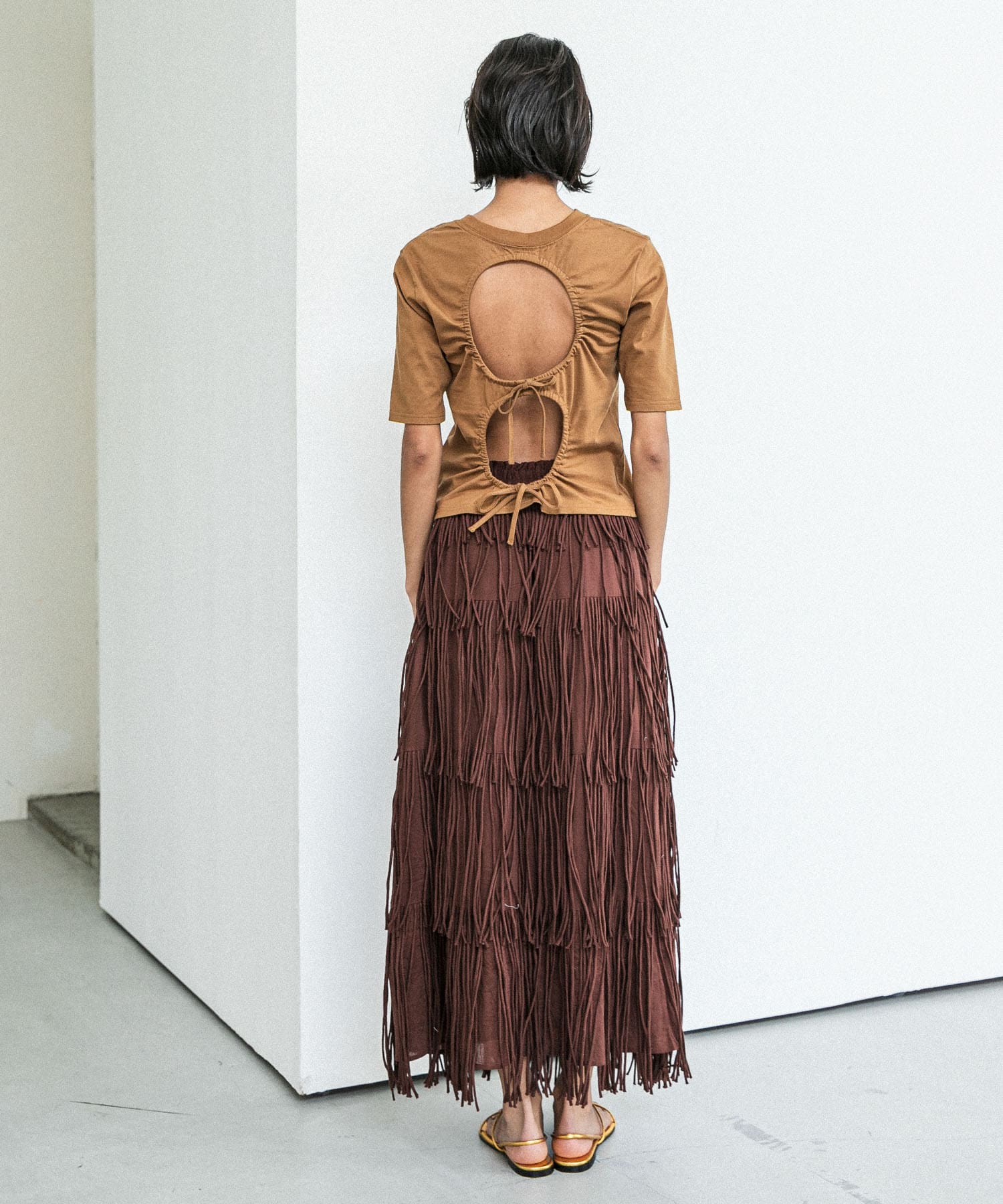 『別注』Loro×URBAN RESEARCH　Eight Open back T-shirts Amber FREE