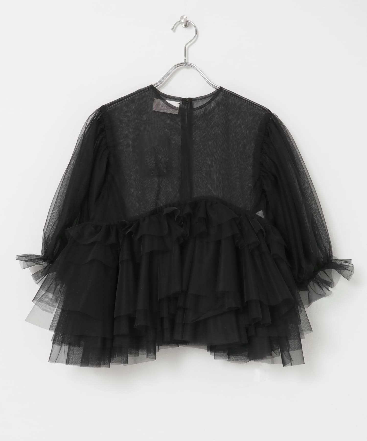 VIVIANO　Tulle Puff Sleeve Top
