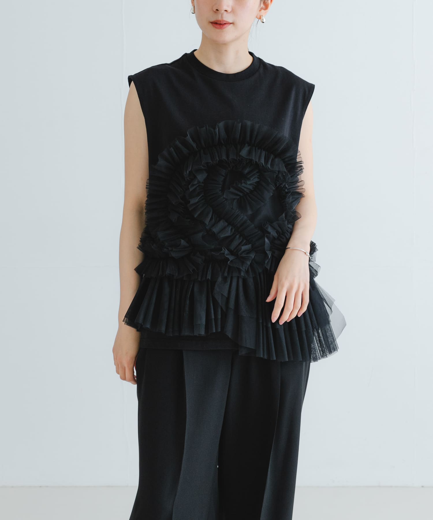 VIVIANO　Tulle Sleeveless T-shirts