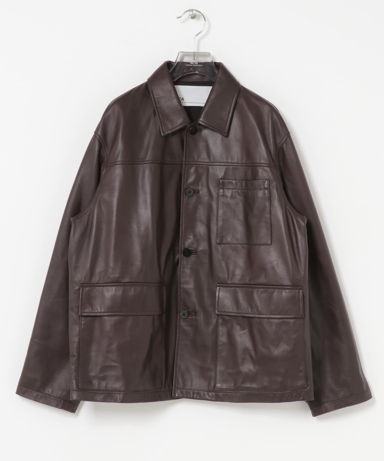 『別注』TICCA×URBAN RESEARCH　レザーカバーオール d brown FREE