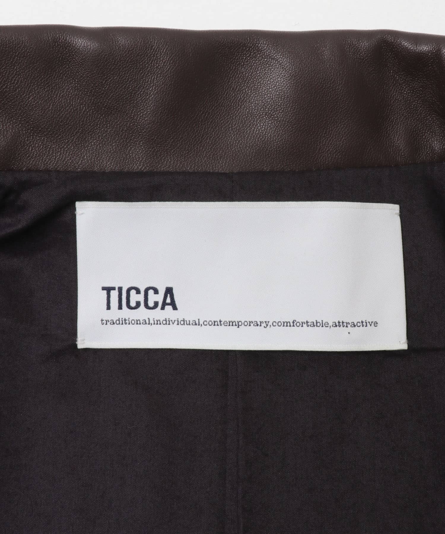 『別注』TICCA×URBAN RESEARCH　レザーカバーオール d brown FREE