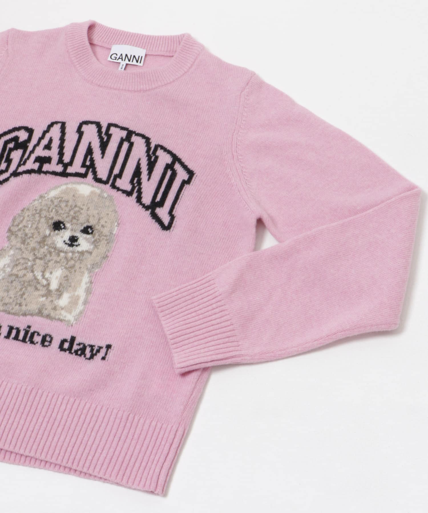 GANNI　Graphic Wool Mix Poodle Chalk Pink S