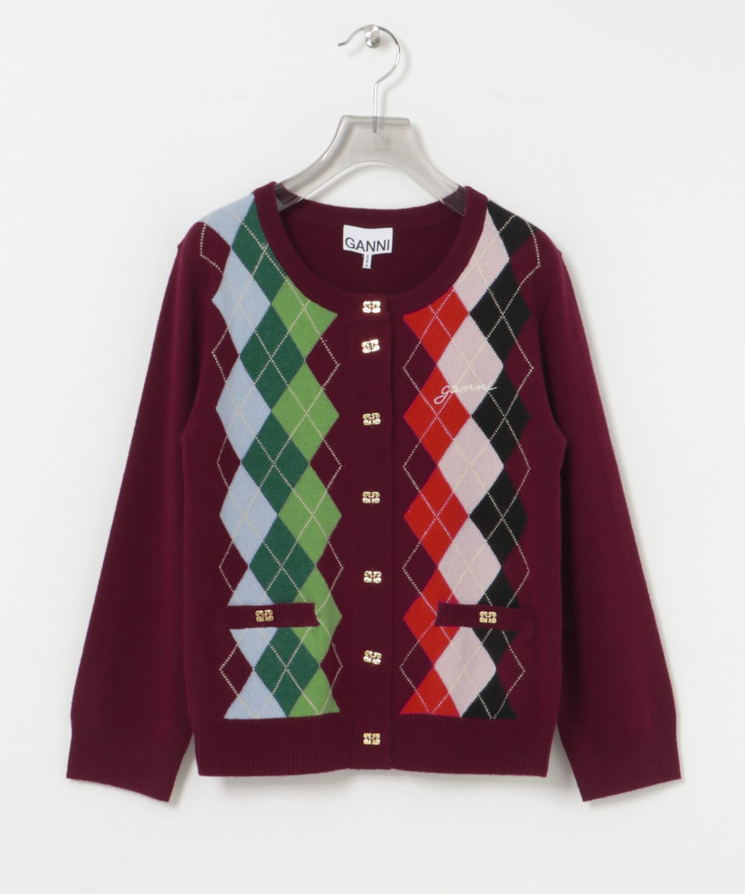 GANNI Cashmere Wool Mix Cardigan(S Tawny Port): トップス｜URBAN