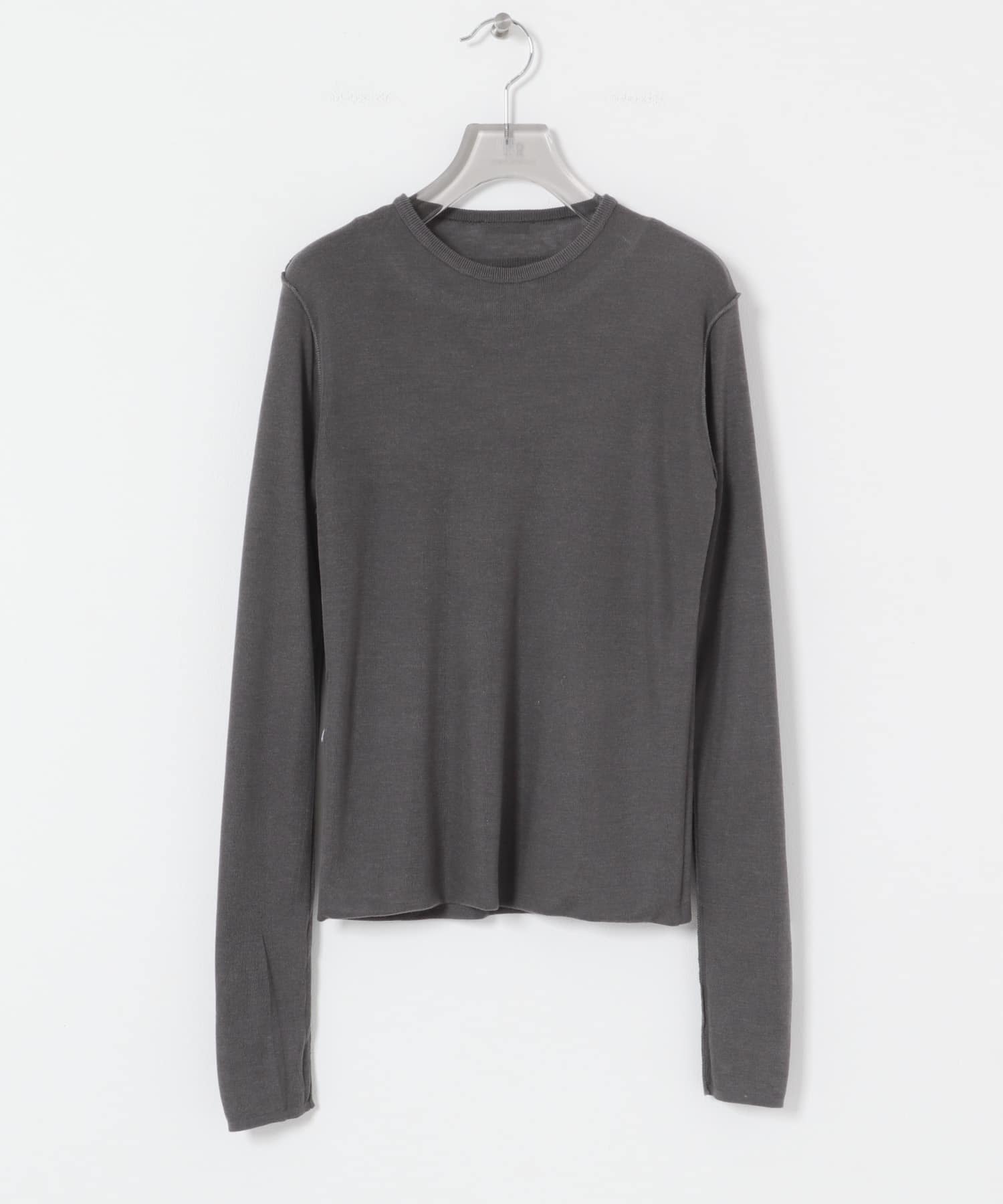 ATON　CIRCULER RIB CREW LAYERED CHA GRAY 2