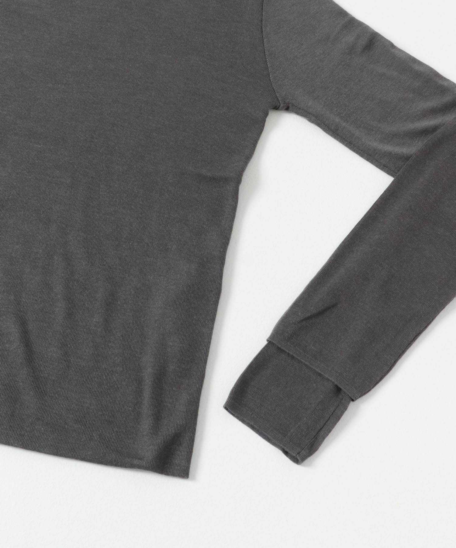 ATON　CIRCULER RIB CREW LAYERED CHA GRAY 2