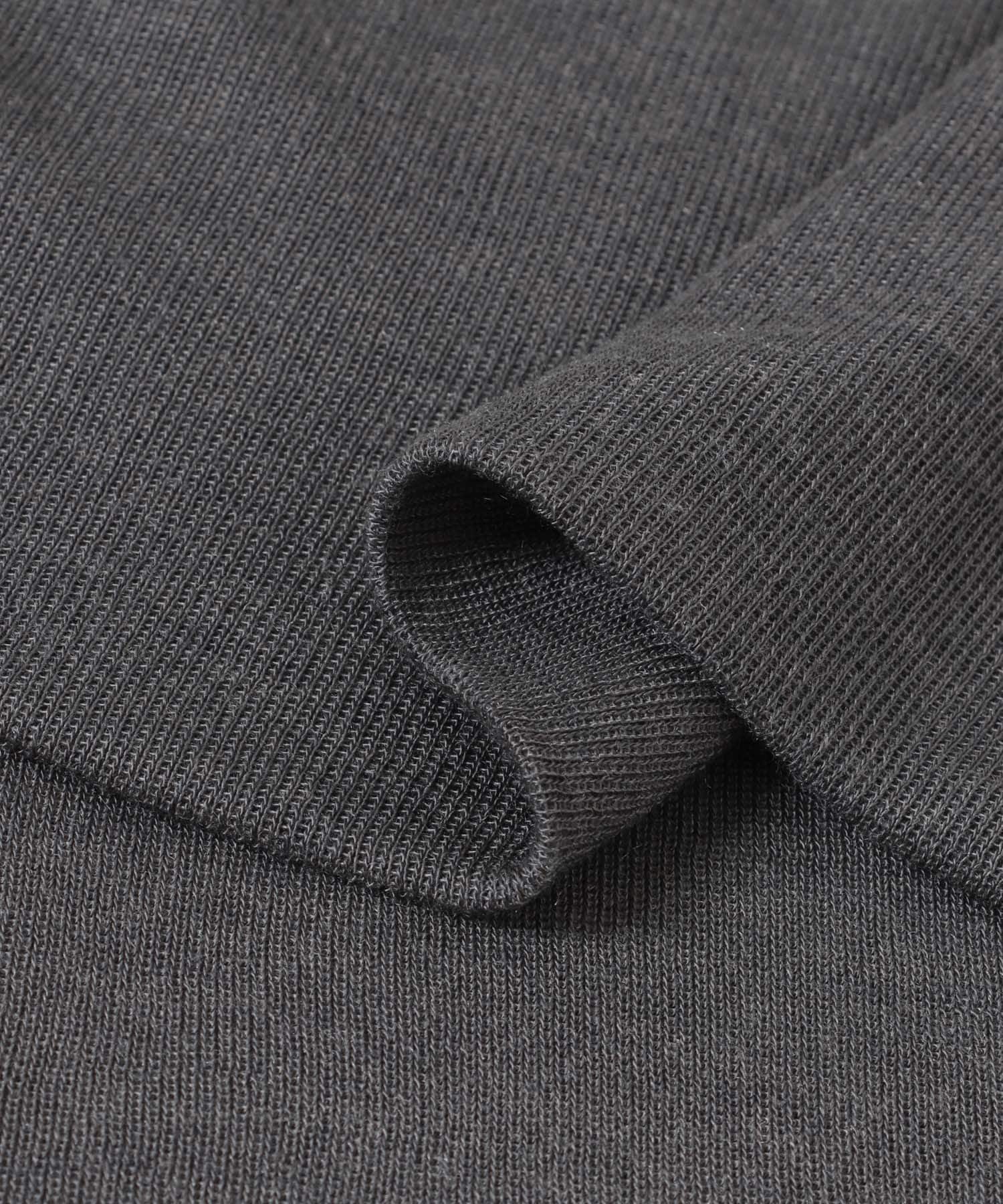 ATON　CIRCULER RIB CREW LAYERED CHA GRAY 2