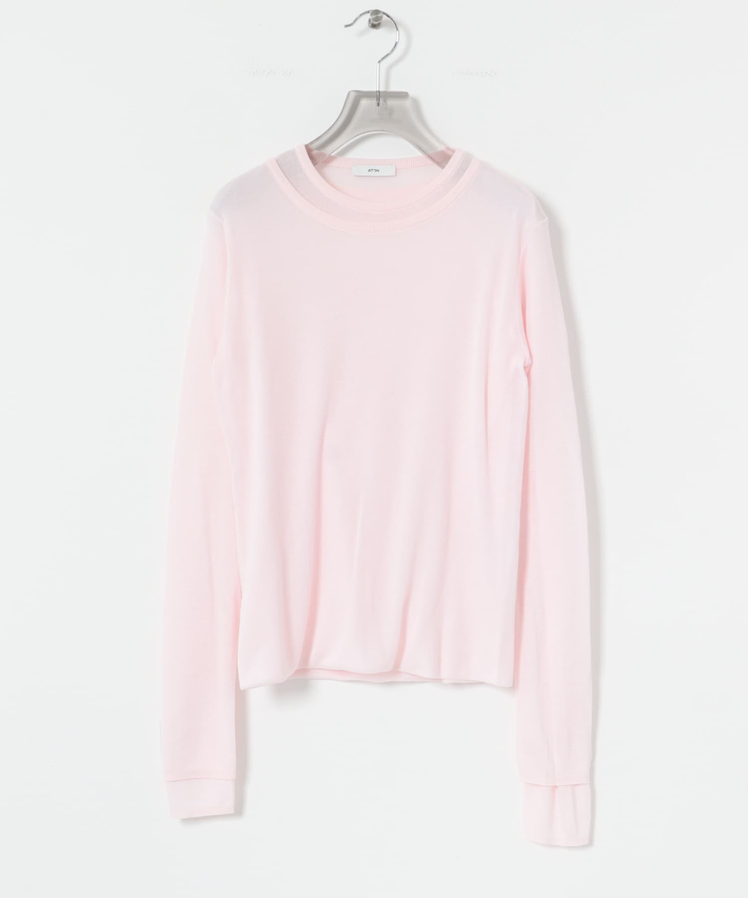ATON　CIRCULER RIB CREW LAYERED PINK 2