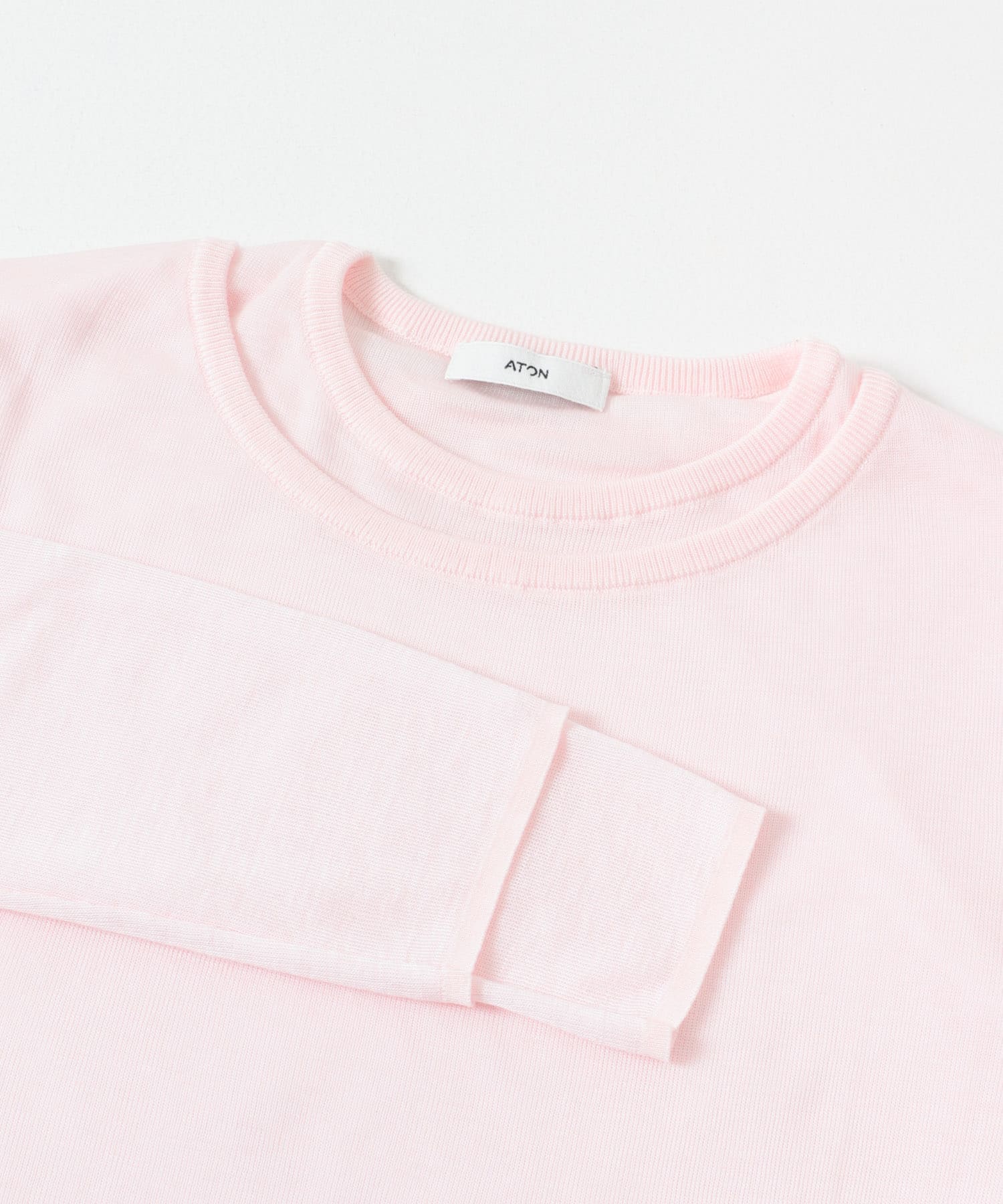 ATON　CIRCULER RIB CREW LAYERED PINK 2