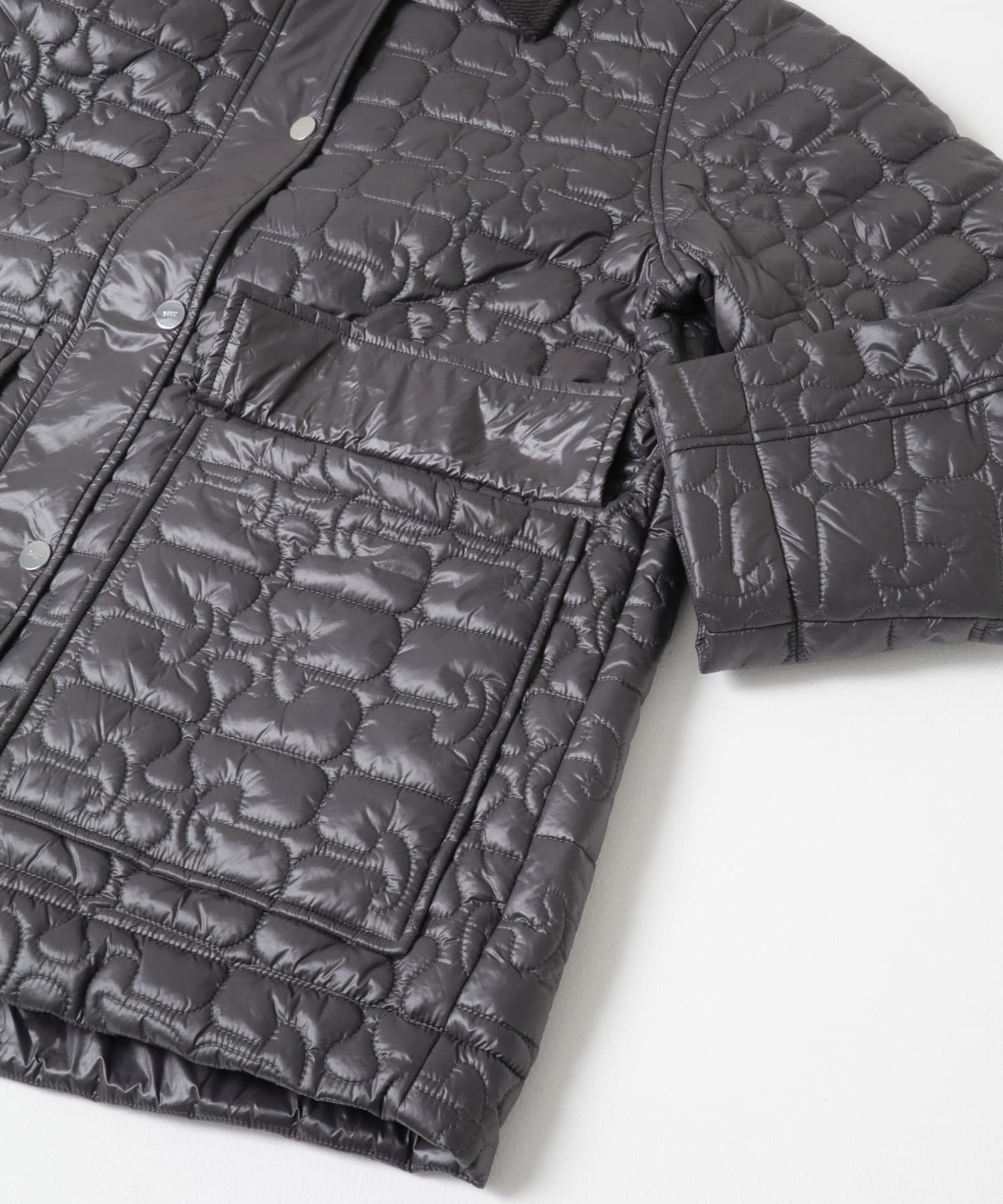 GANNI　Shiny Quilt Midi Jacket Phantom S/M