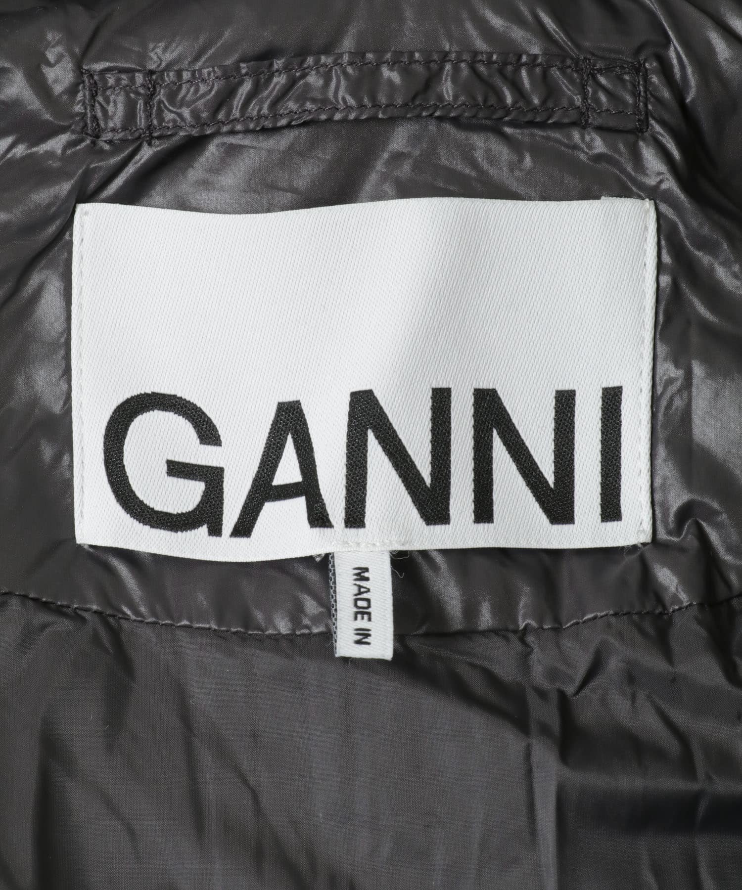 GANNI　Shiny Quilt Midi Jacket Phantom S/M