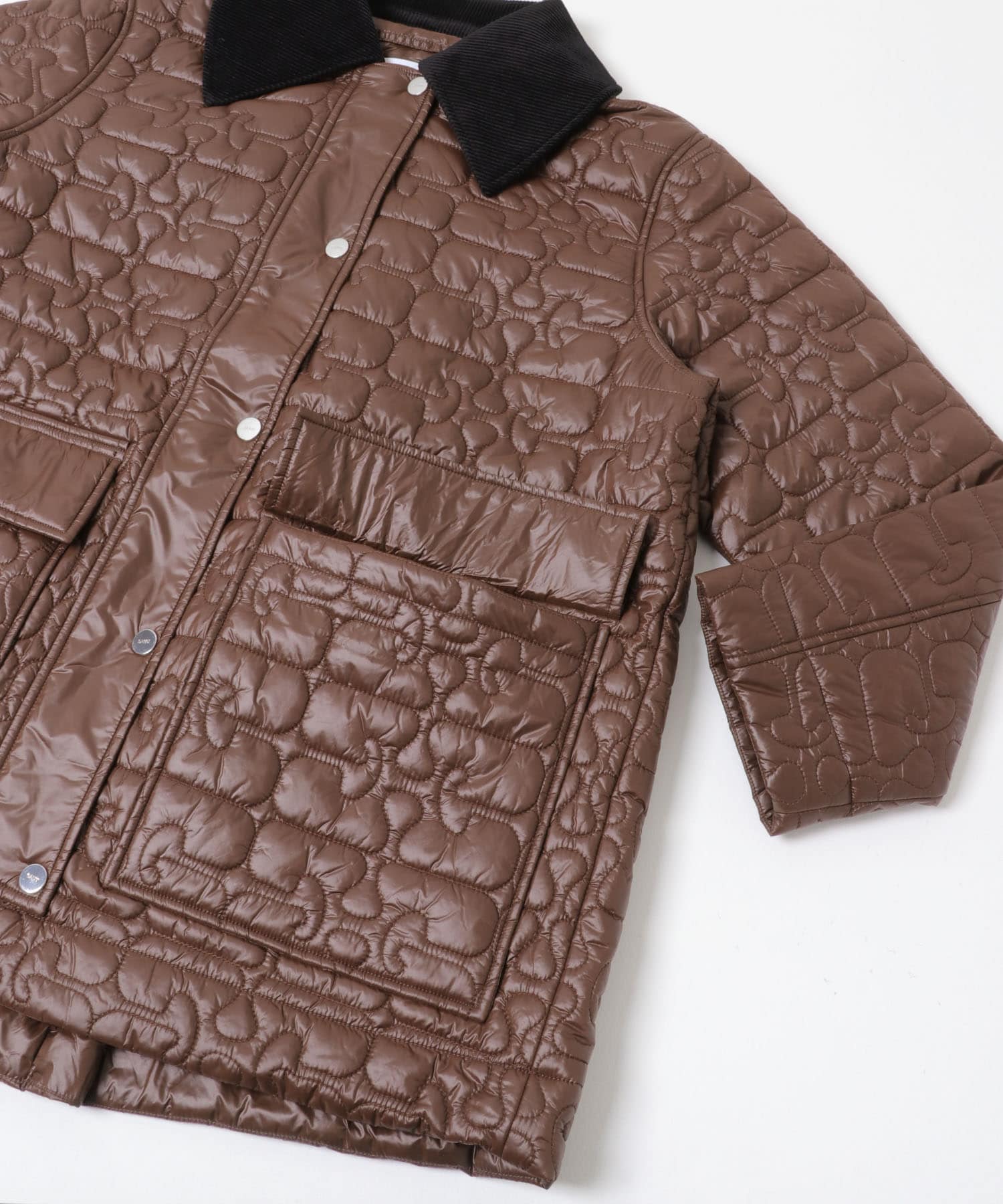 GANNI　Shiny Quilt Midi Jacket ChicCoffee S/M