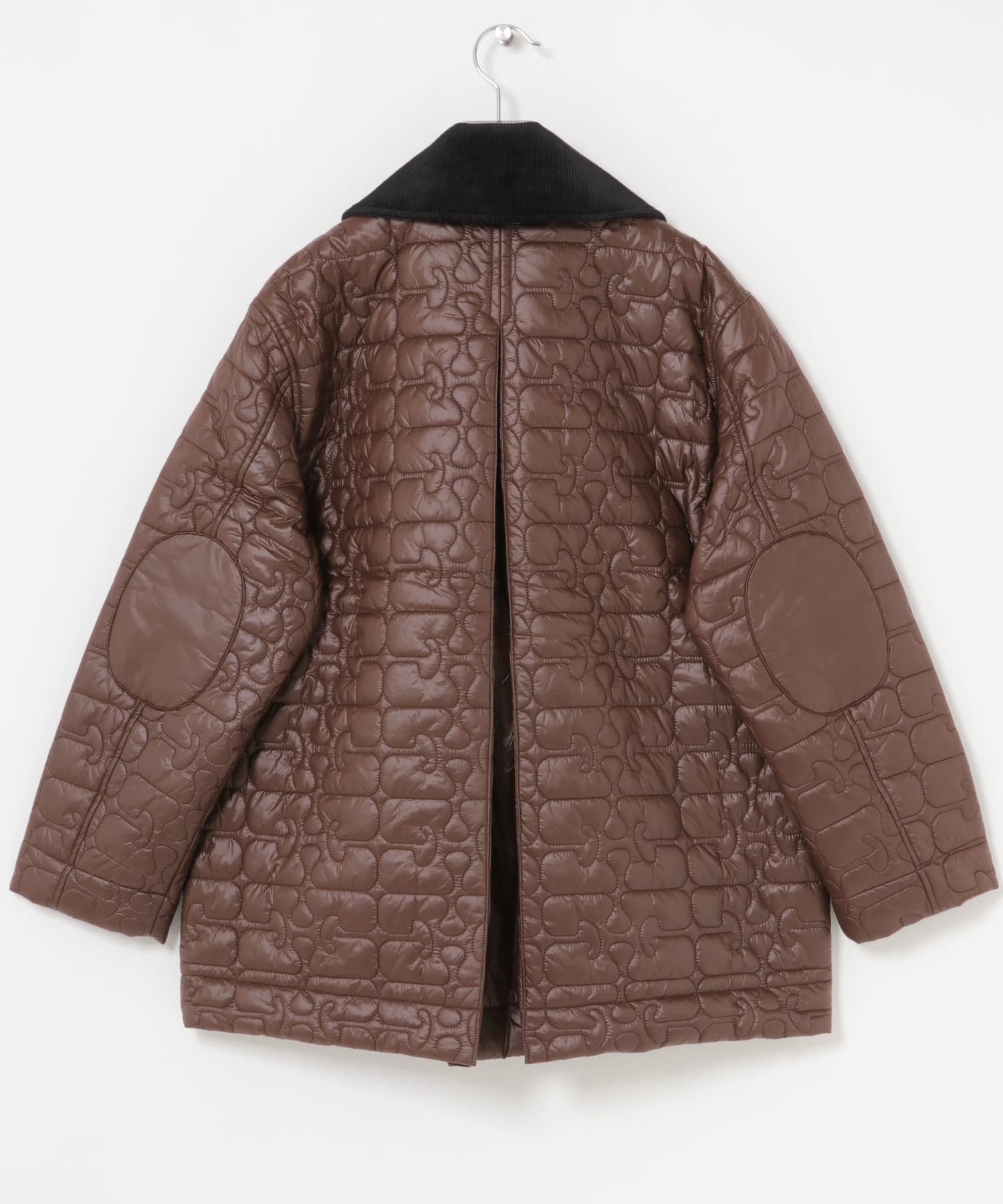 GANNI　Shiny Quilt Midi Jacket ChicCoffee S/M