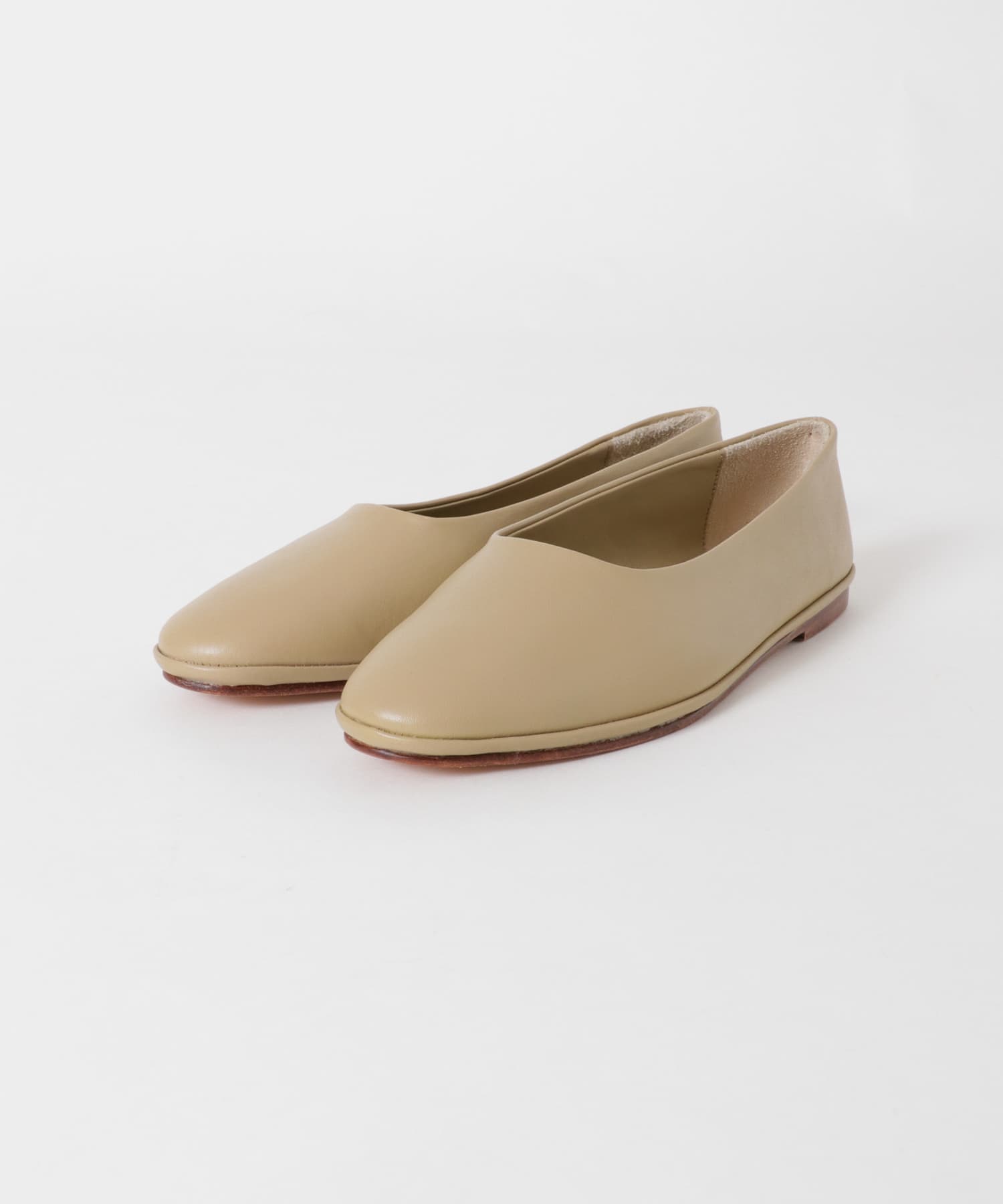 『一部別注カラー』WANDERUNG　Flat Leather Shoes BEIGE 36