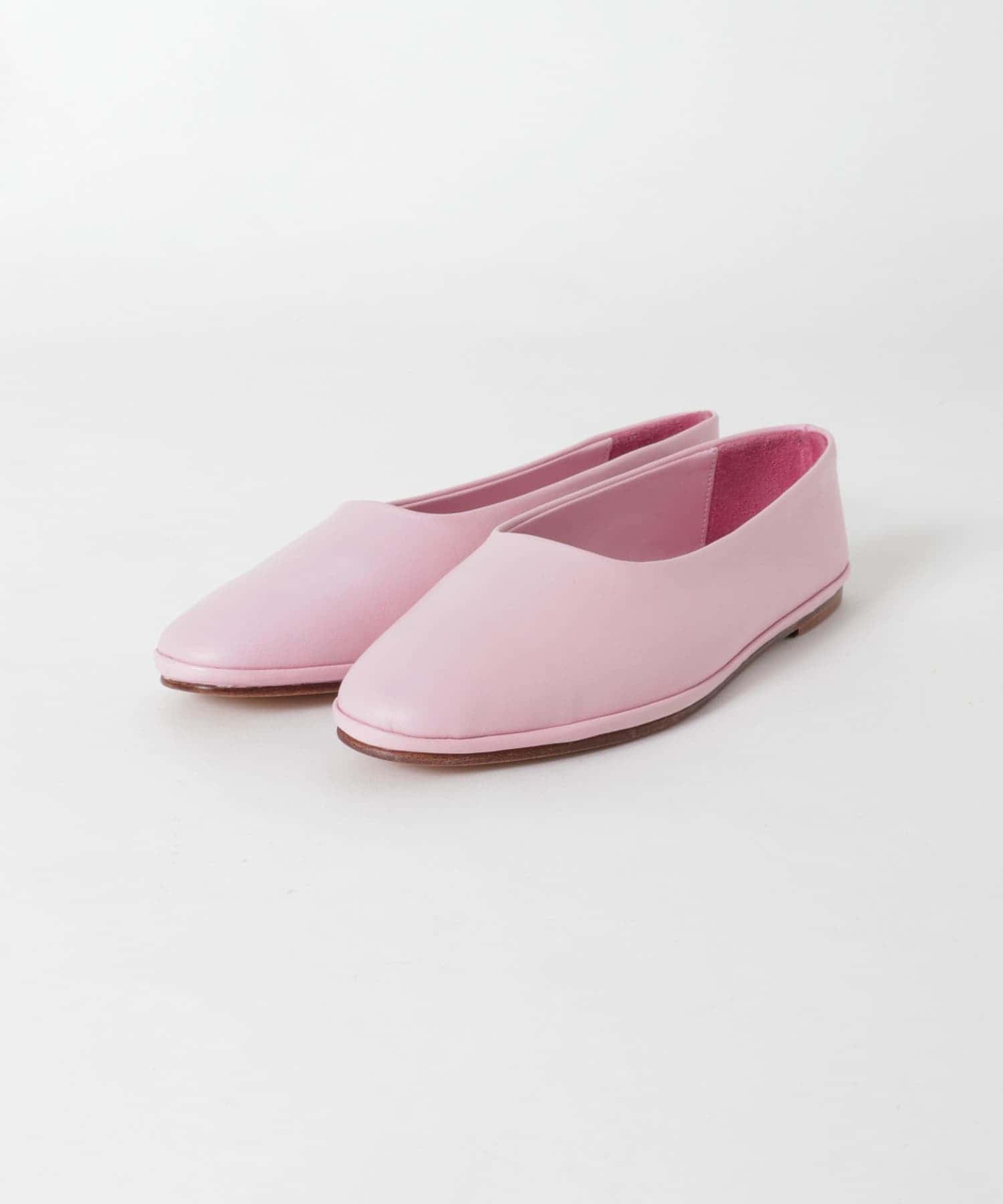 『一部別注カラー』WANDERUNG　Flat Leather Shoes 別注PINK 36